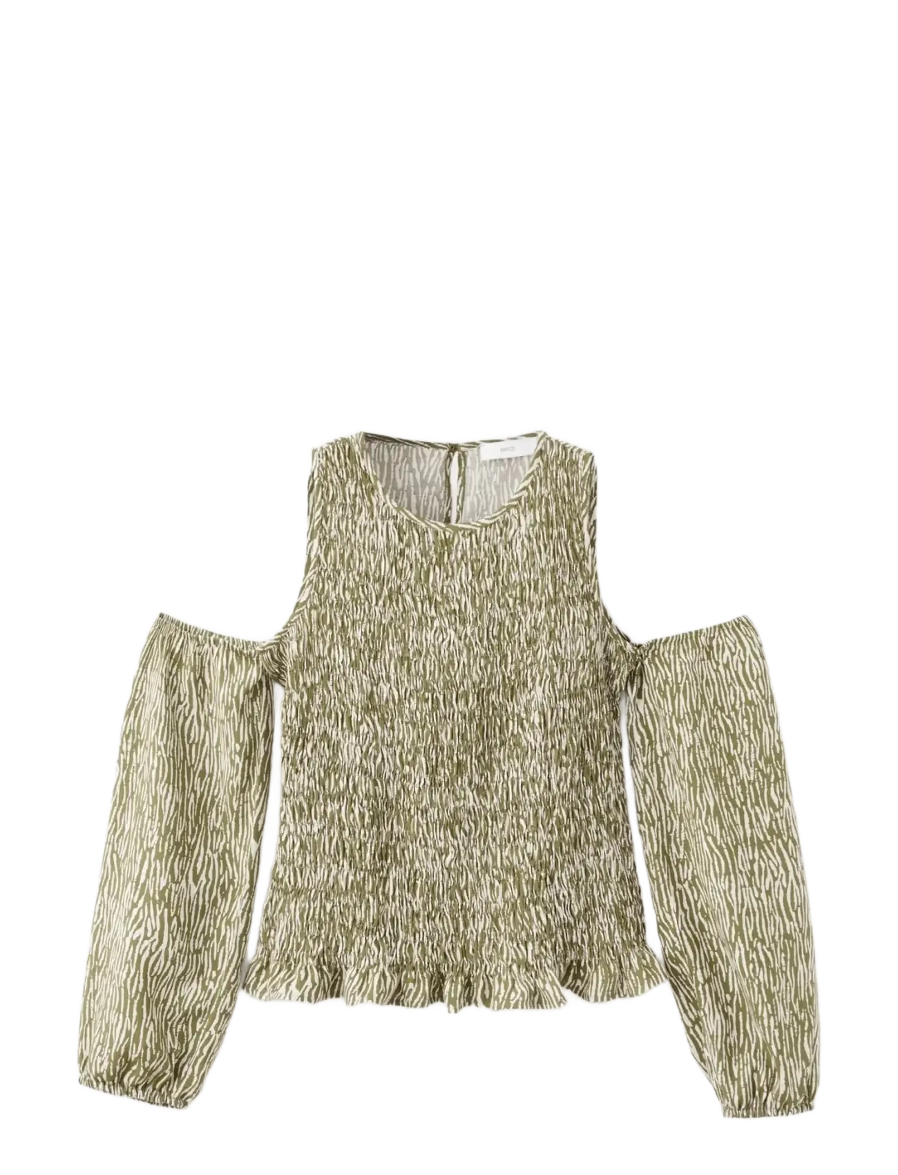 MANGO Ruched Cut-Out Bluse Khaki - L - Kinder