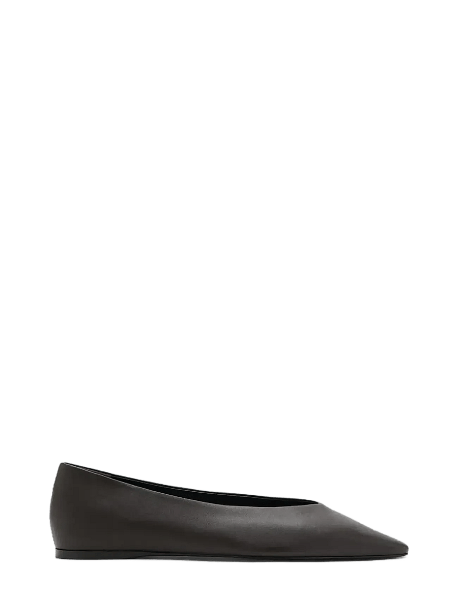 Mango - Flat leather pointed toe shoe - særlige begivenheder - dark brown - 0