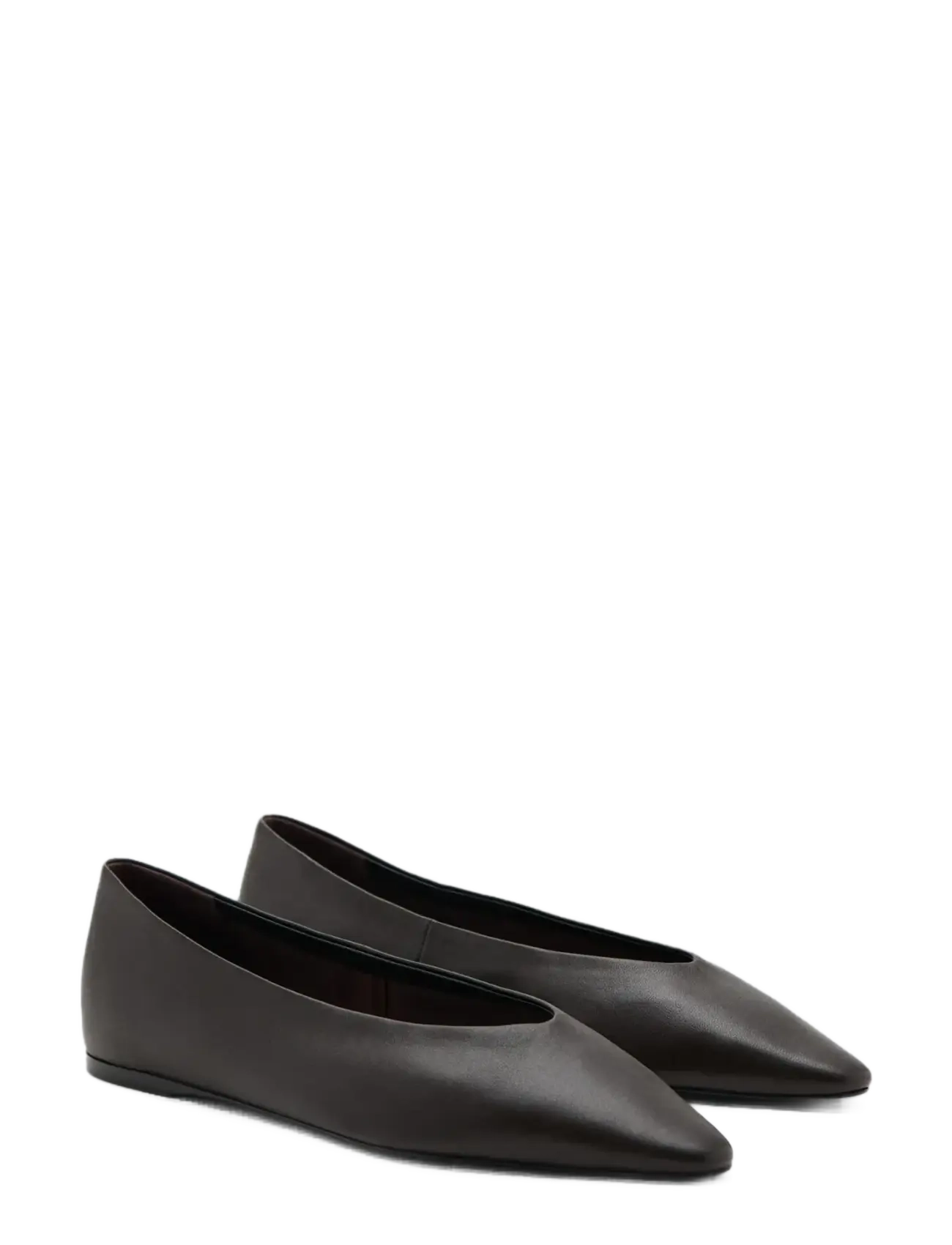 Mango - Flat leather pointed toe shoe - baleriinad - dark brown - 1