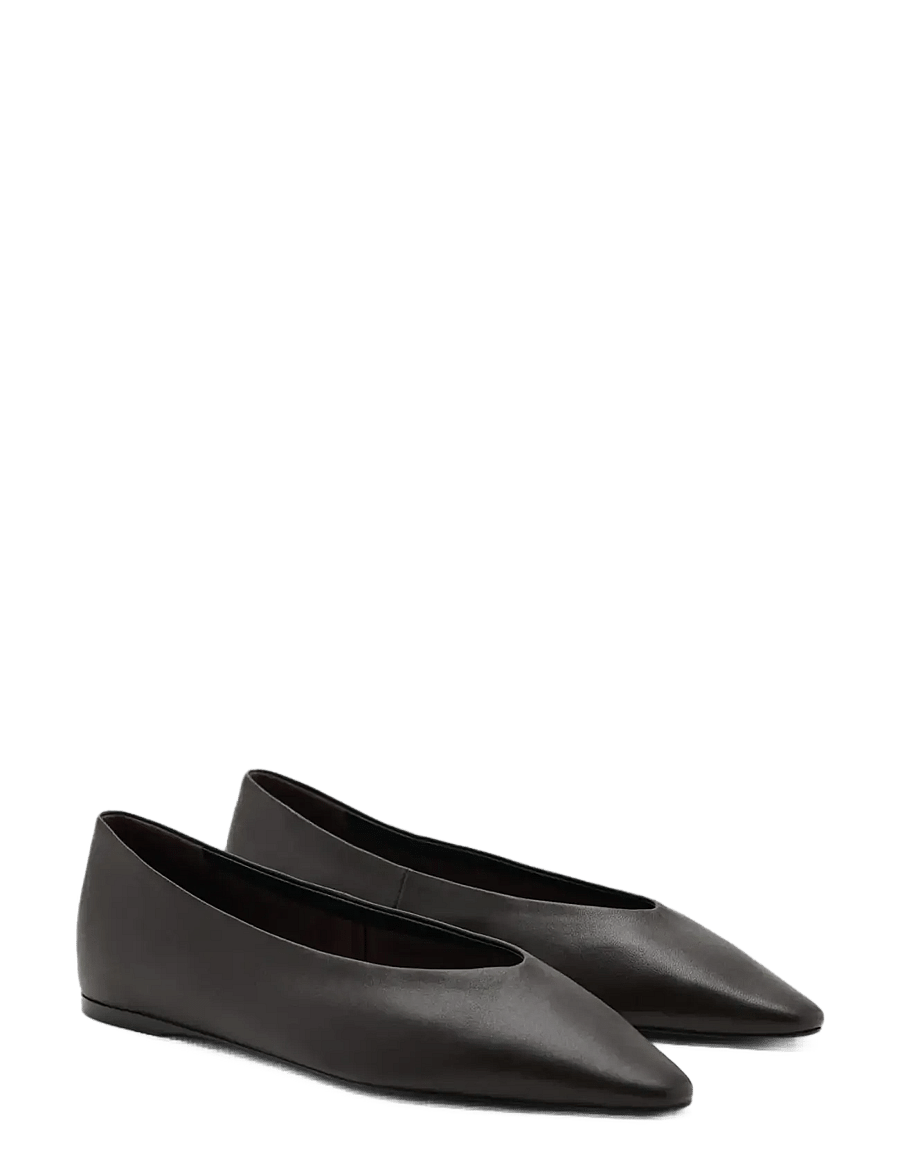 Mango - Flat leather pointed toe shoe - særlige begivenheder - dark brown - 1