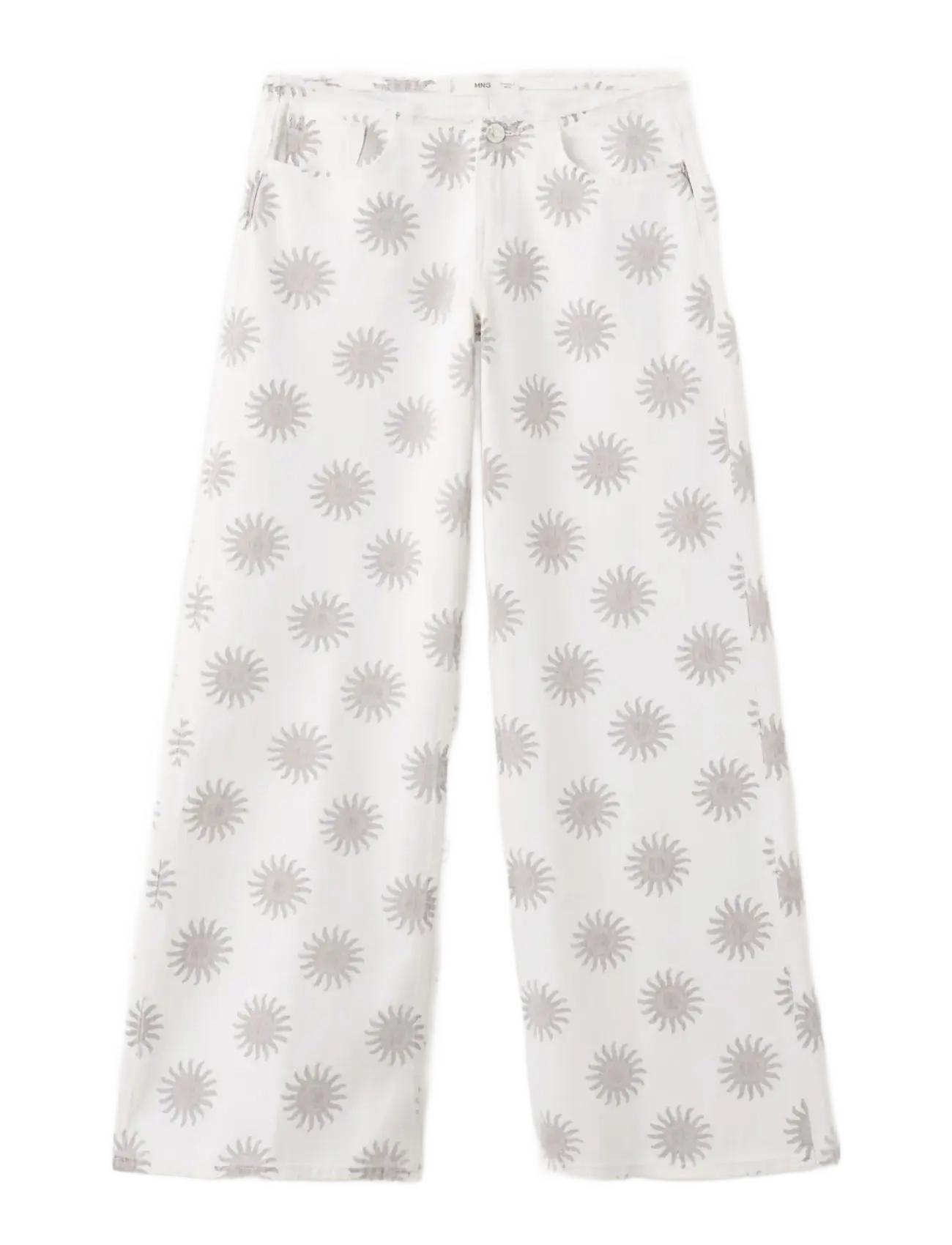 Mango Low-rise printed jeans - Back to school - LIGHT BEIGE / white