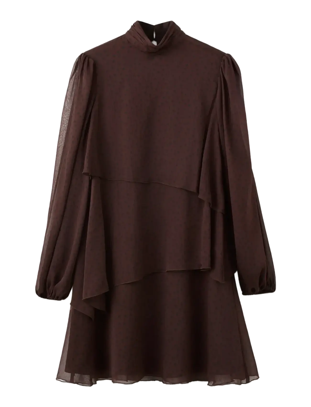 Mango - Polka-dot dress with ruffles - brown - 1
