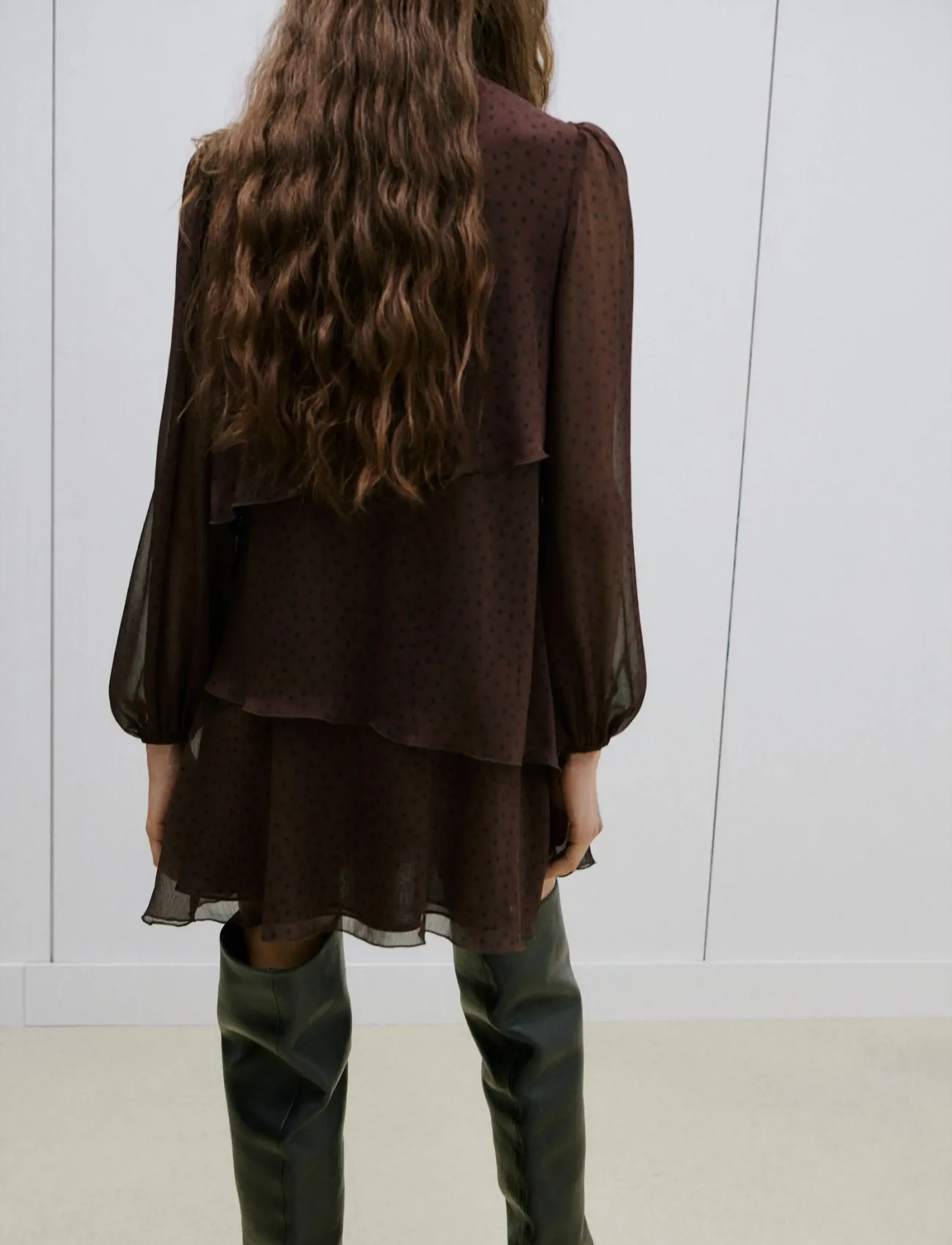 Mango - Polka-dot dress with ruffles - brown - 2