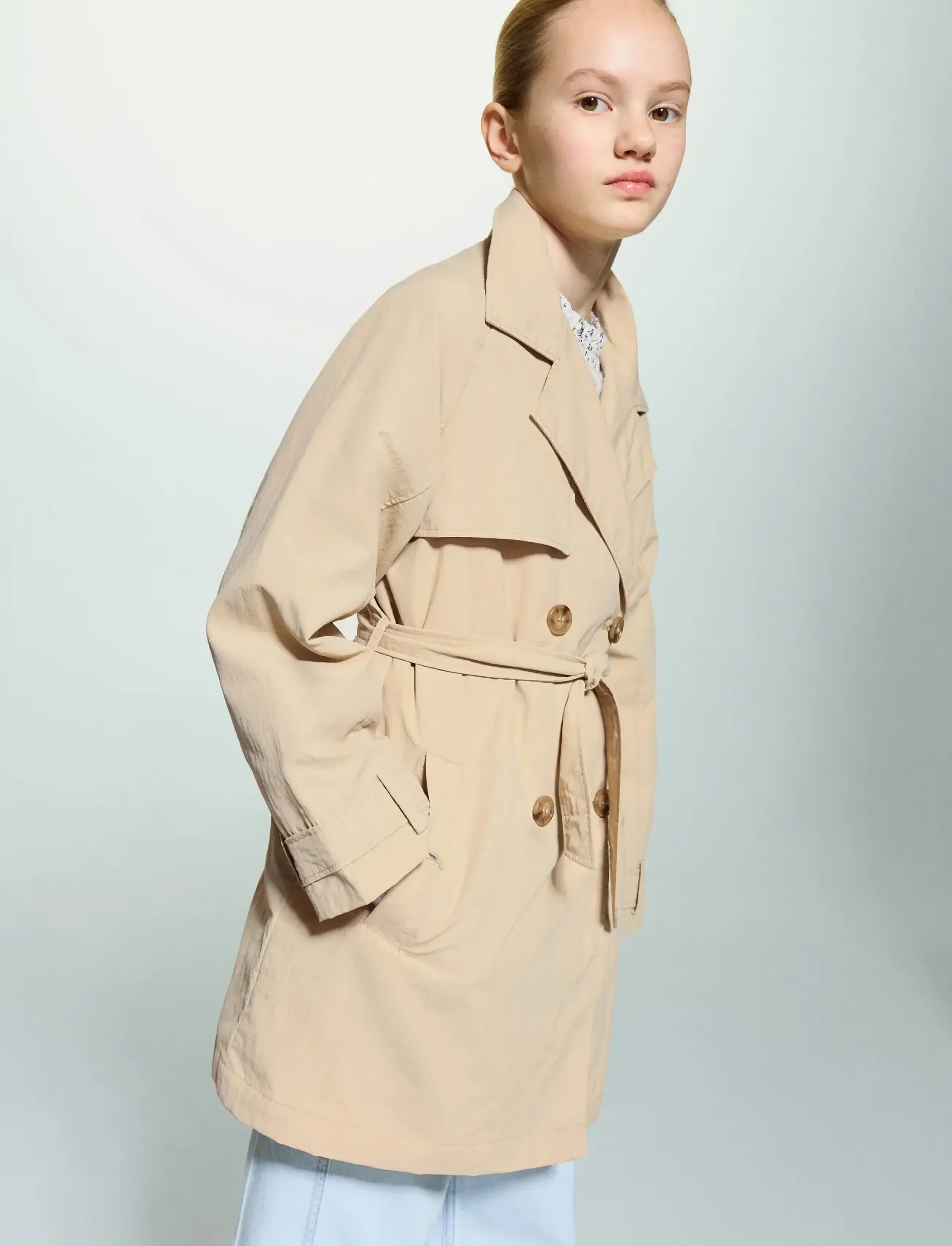 Mango Classic Trench Coat With Belt, 116, Jackets & Coats, Beige - Kinder