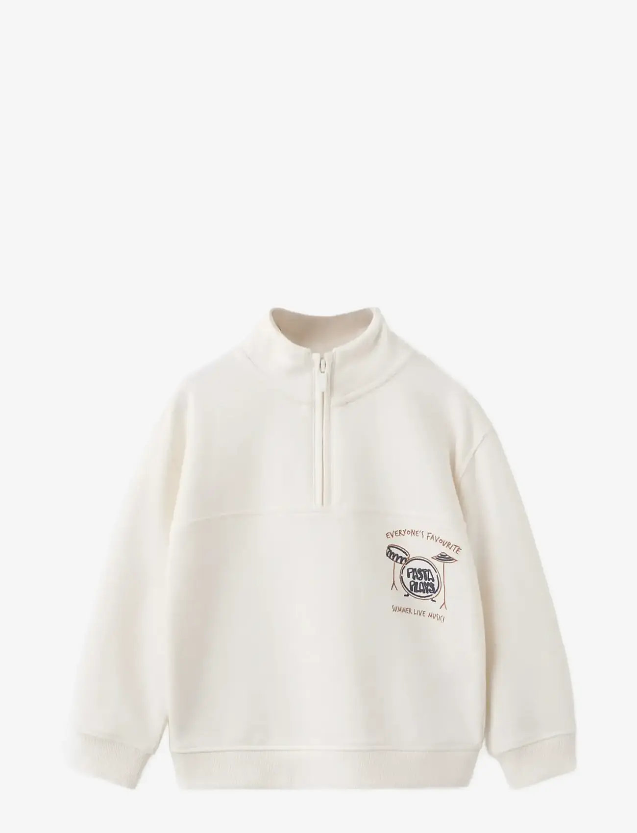 Mango - Perkins-neck cotton sweater - sweatshirts - natural white - 1