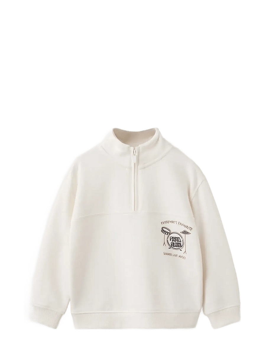 Mango - Perkins-neck cotton sweater - sweatshirts - natural white - 1