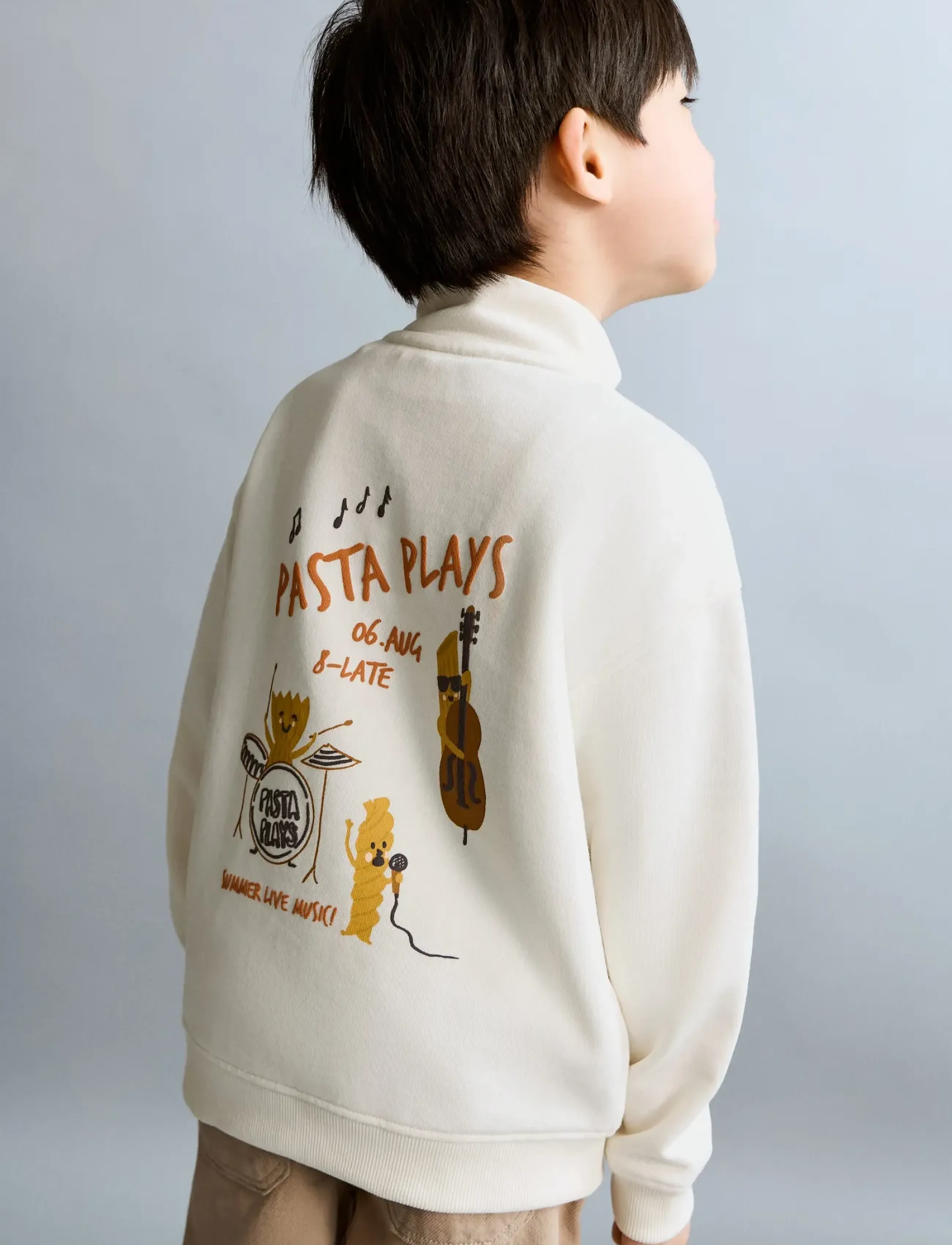Mango Perkins-Neck Cotton Sweater, 3-4, Cream, Sweatshirts & Hættetrøjer > Sweatshirts, Børn