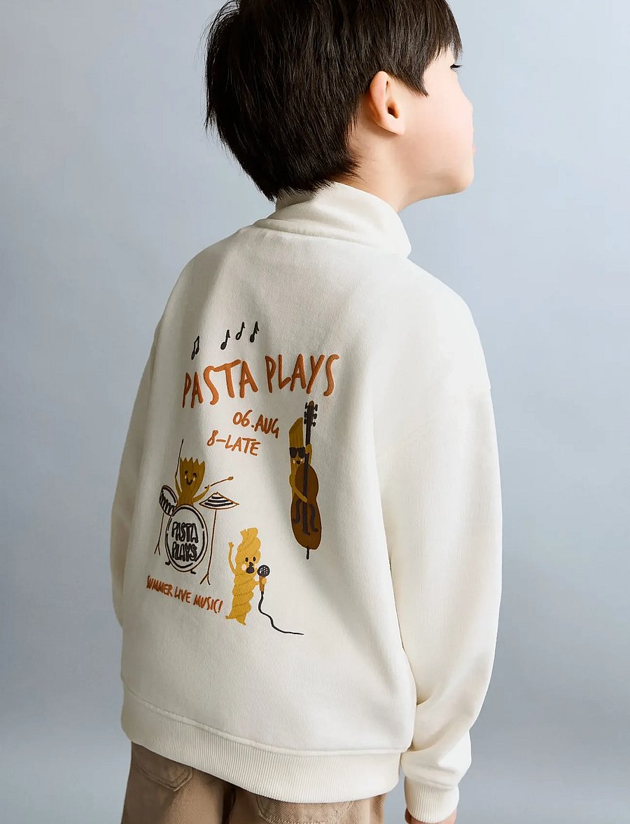 Mango - Perkins-neck cotton sweater - sweatshirts - natural white - 0