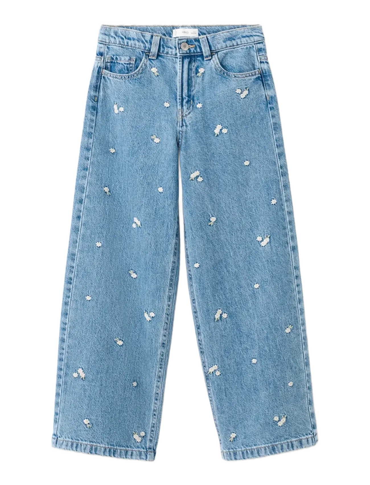 Mango Wide leg jeans with floral embroidery - Jeans - OPEN BLUE / blue