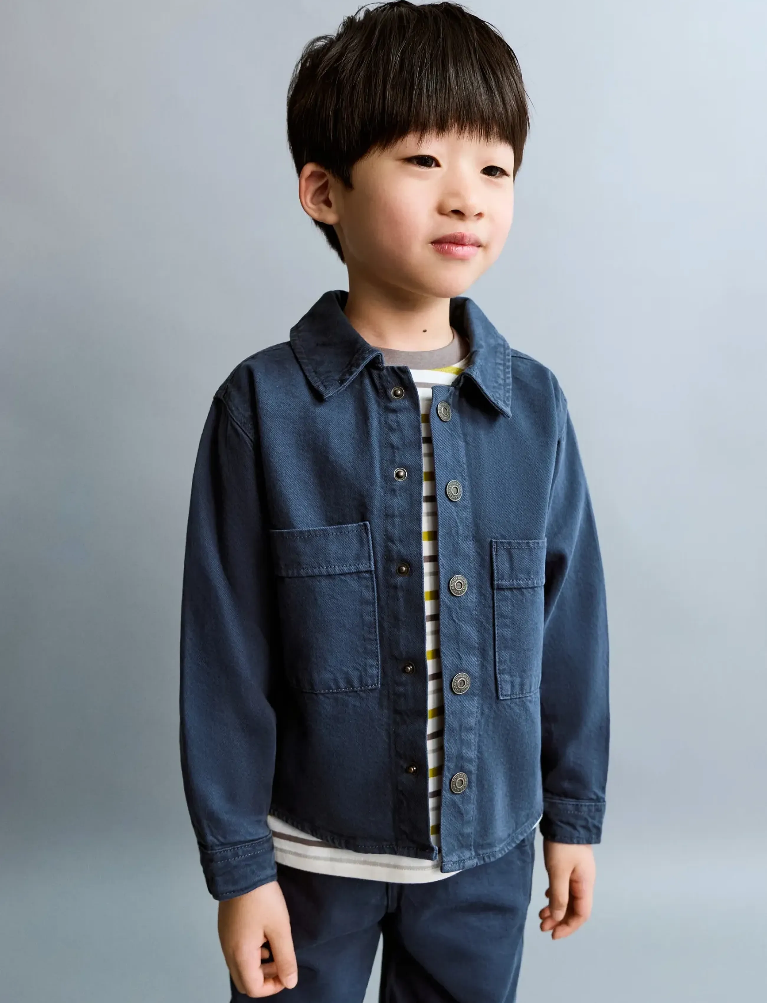 Mango Denim Jacket Pockets, 4-5, Jackets & Coats, Marineblau - Corduroy, Kinder