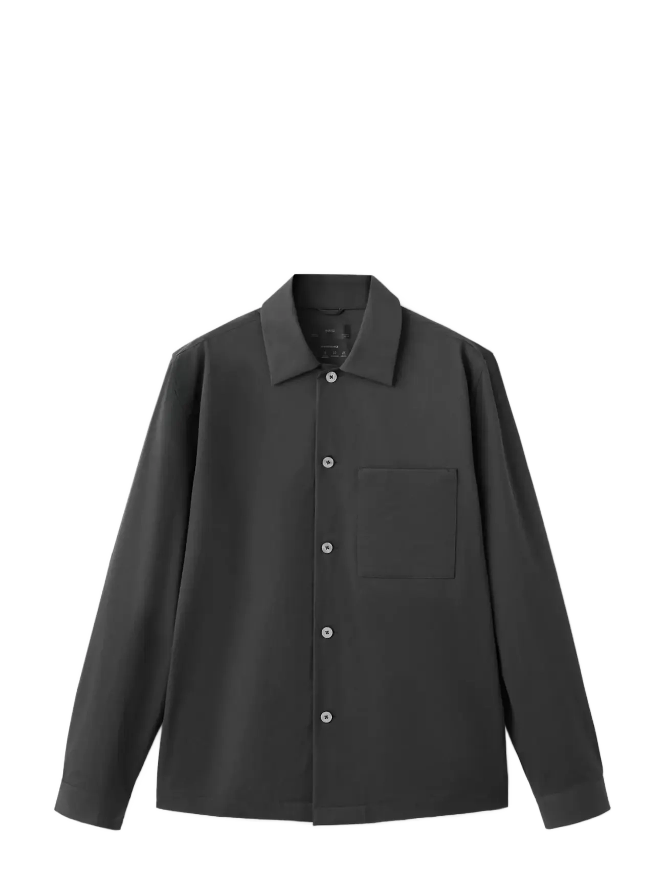 MANGO Non-Iron Overshirt Pocket Grau - M - Herren
