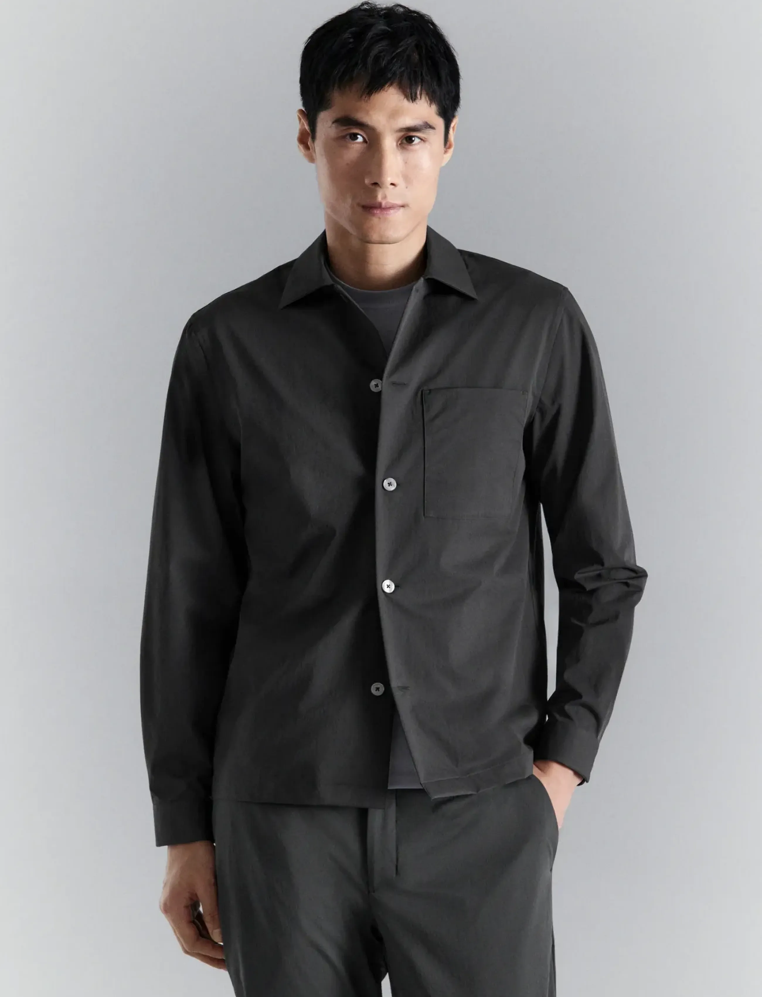 Mango Non-iron overshirt pocket - Mango - DARK GREY / grey