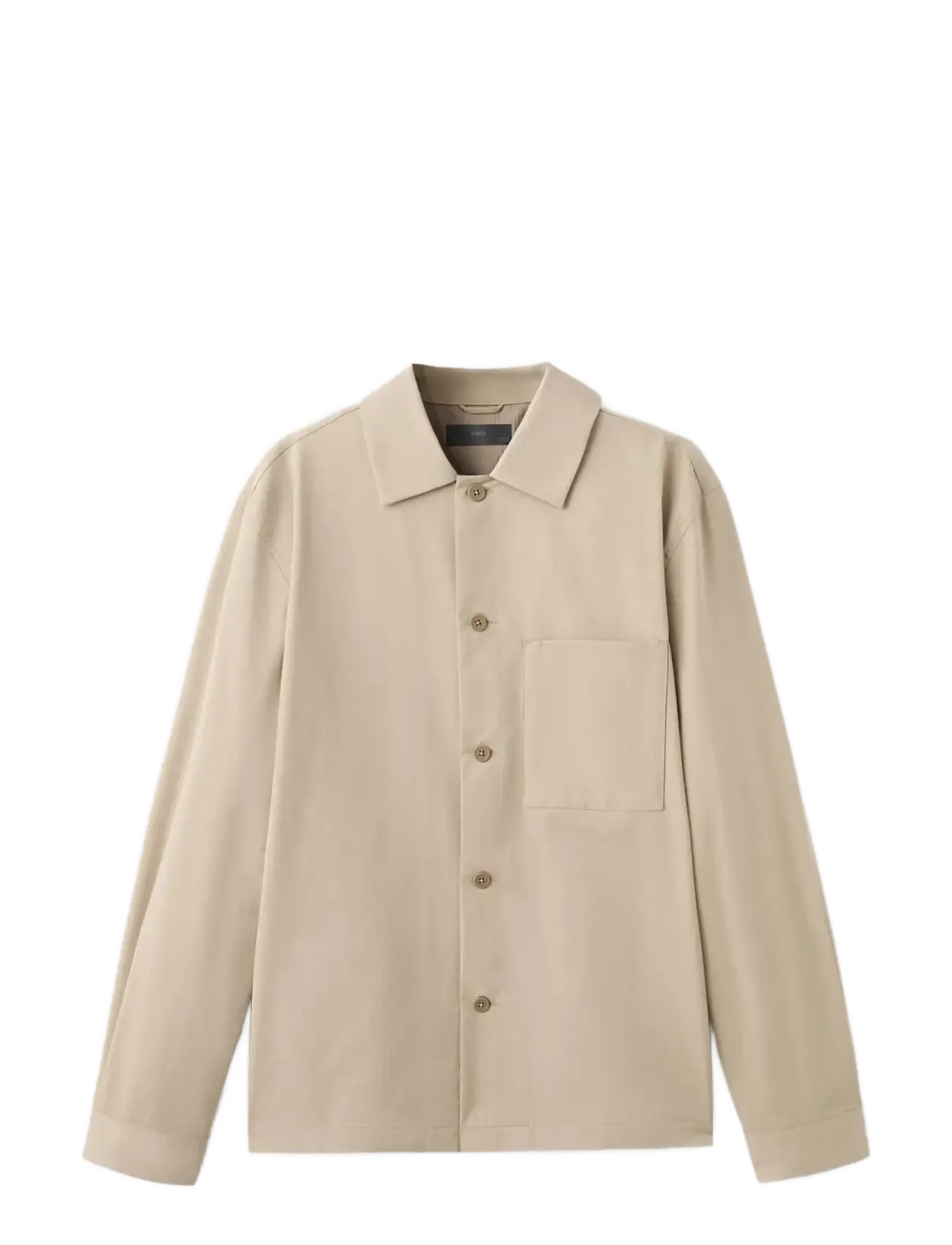 MANGO Non-Iron Overshirt Pocket Beige - L - Herren