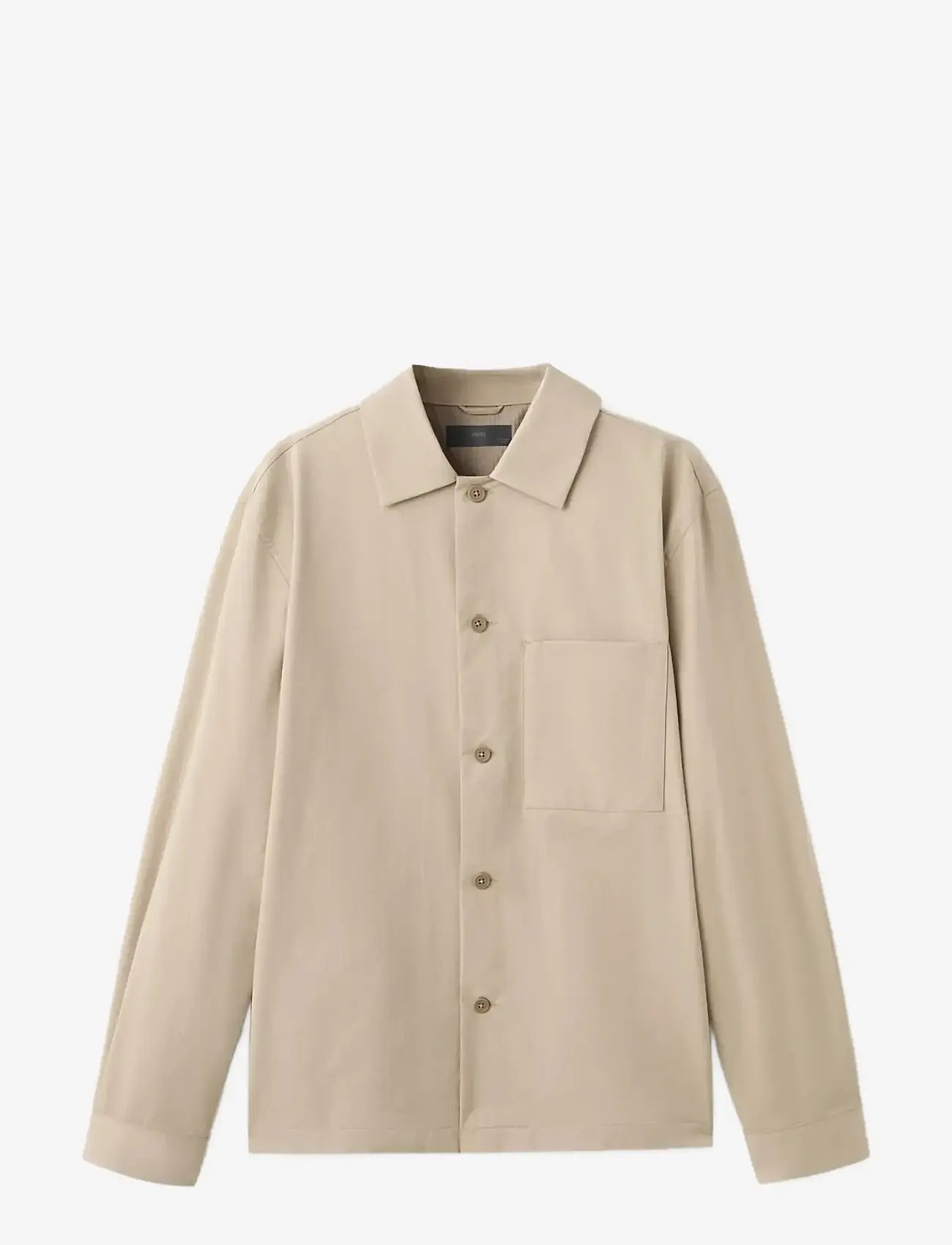 Mango - Non-iron overshirt pocket - kollektioner - light beige - 1
