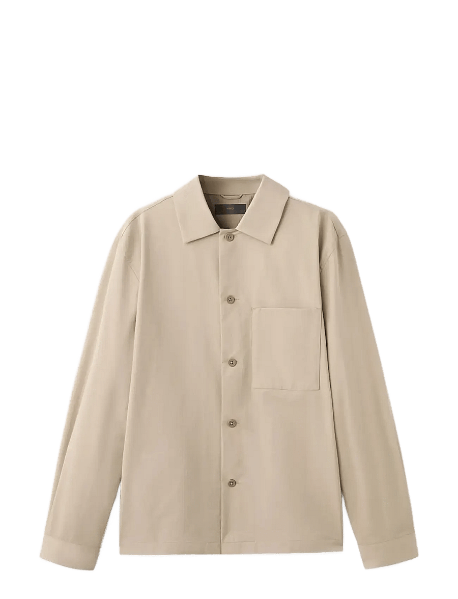 Mango - Non-iron overshirt pocket - kollektioner - light beige - 1