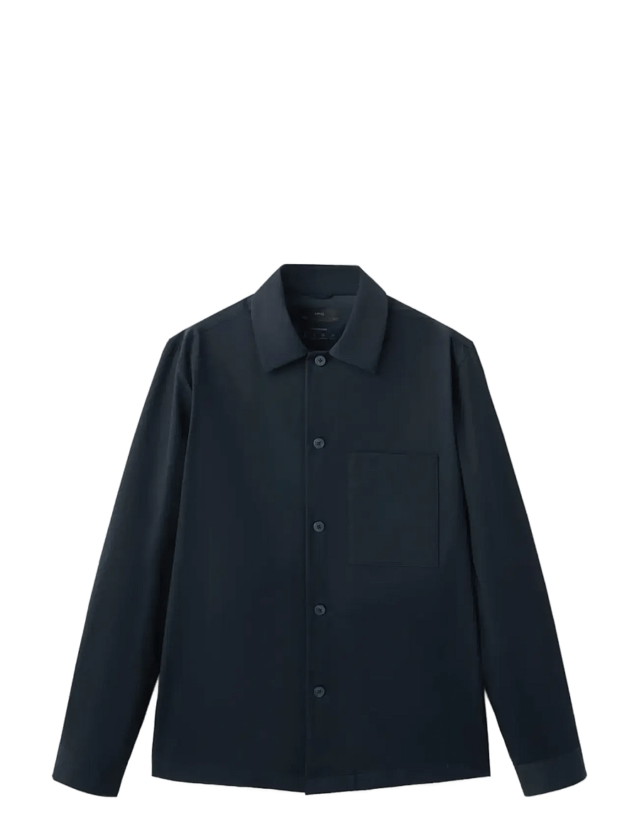 Mango - Non-iron overshirt pocket - kollektioner - navy - 1