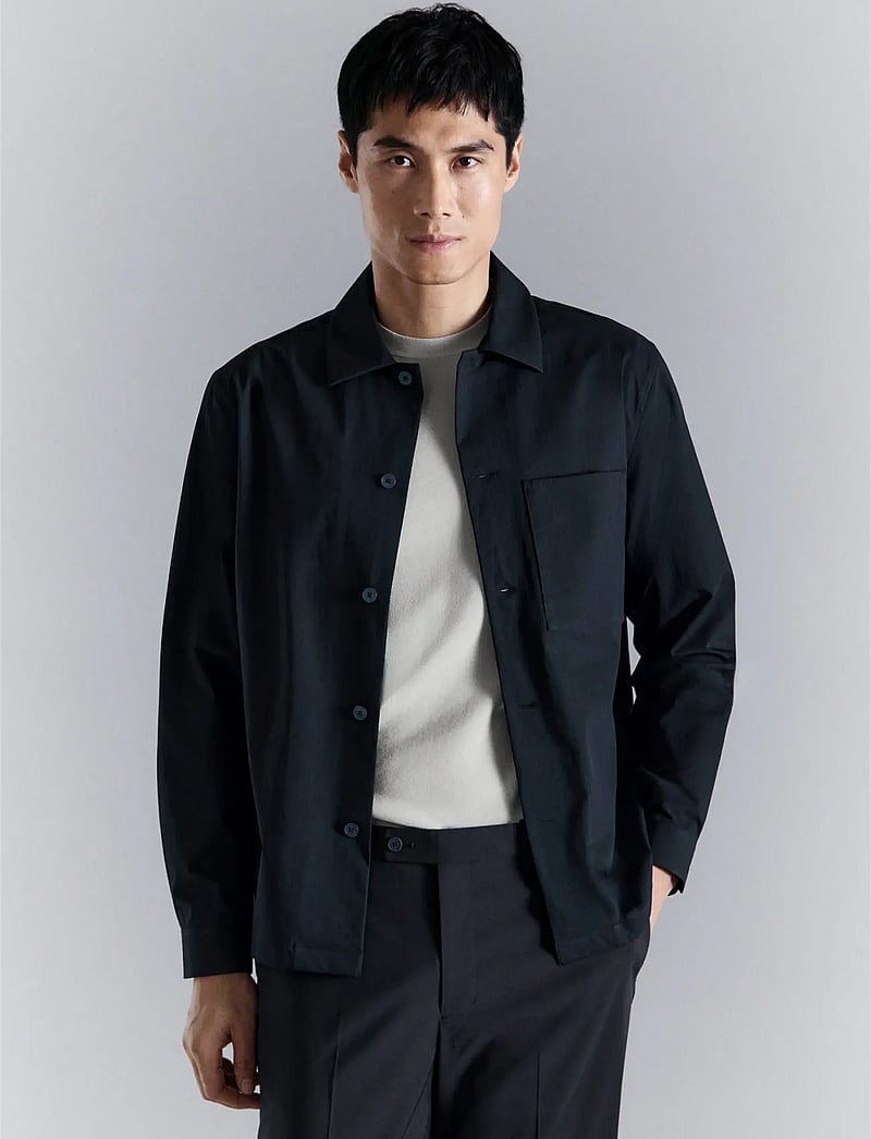 Mango - Non-iron overshirt pocket - kollektionen - navy - 0