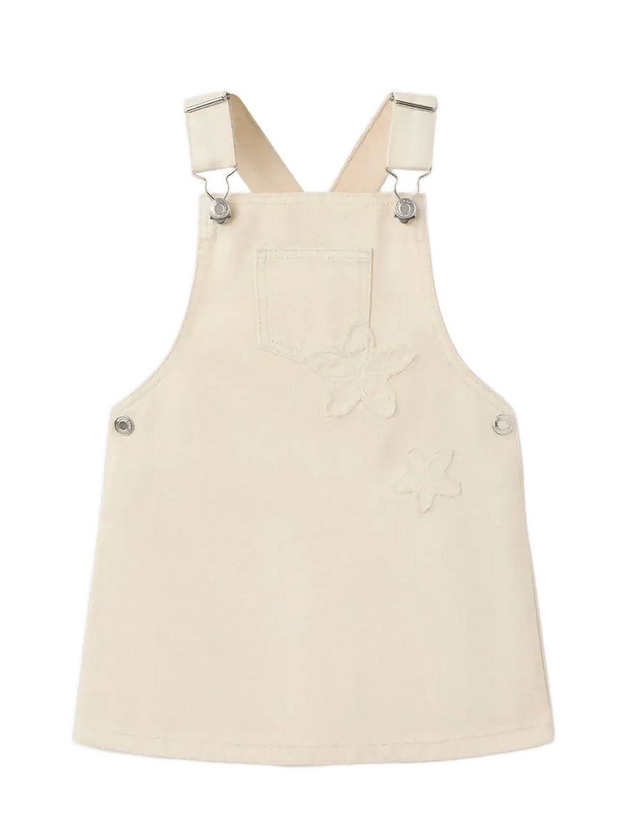 Mango - Embroidered floral pinafore dress - vauvojen hihattomat mekot - light beige - 1