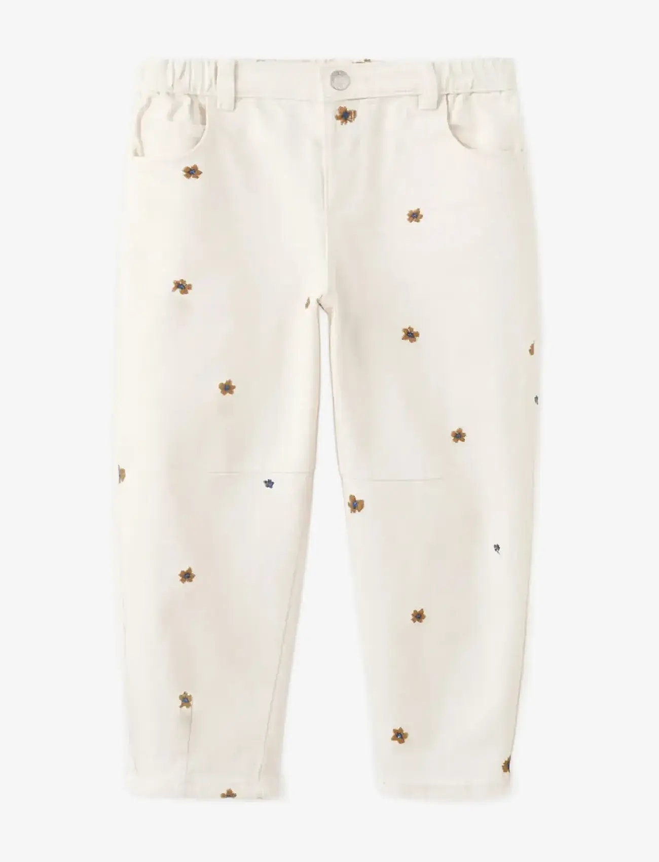 Mango - Embroidered floral balloon jeans - loose jeans - light beige - 1