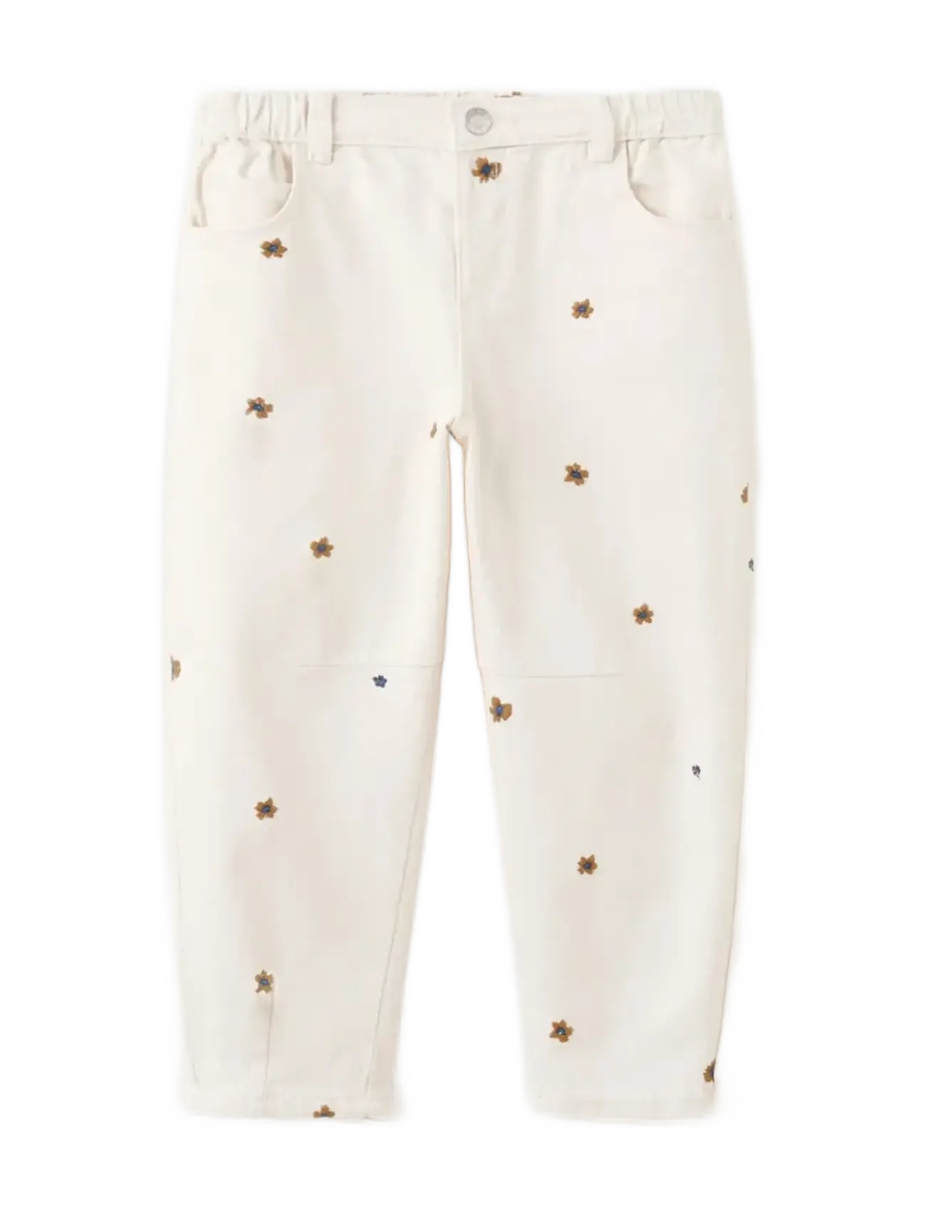 Mango Embroidered floral balloon jeans - Jeans - LIGHT BEIGE / cream