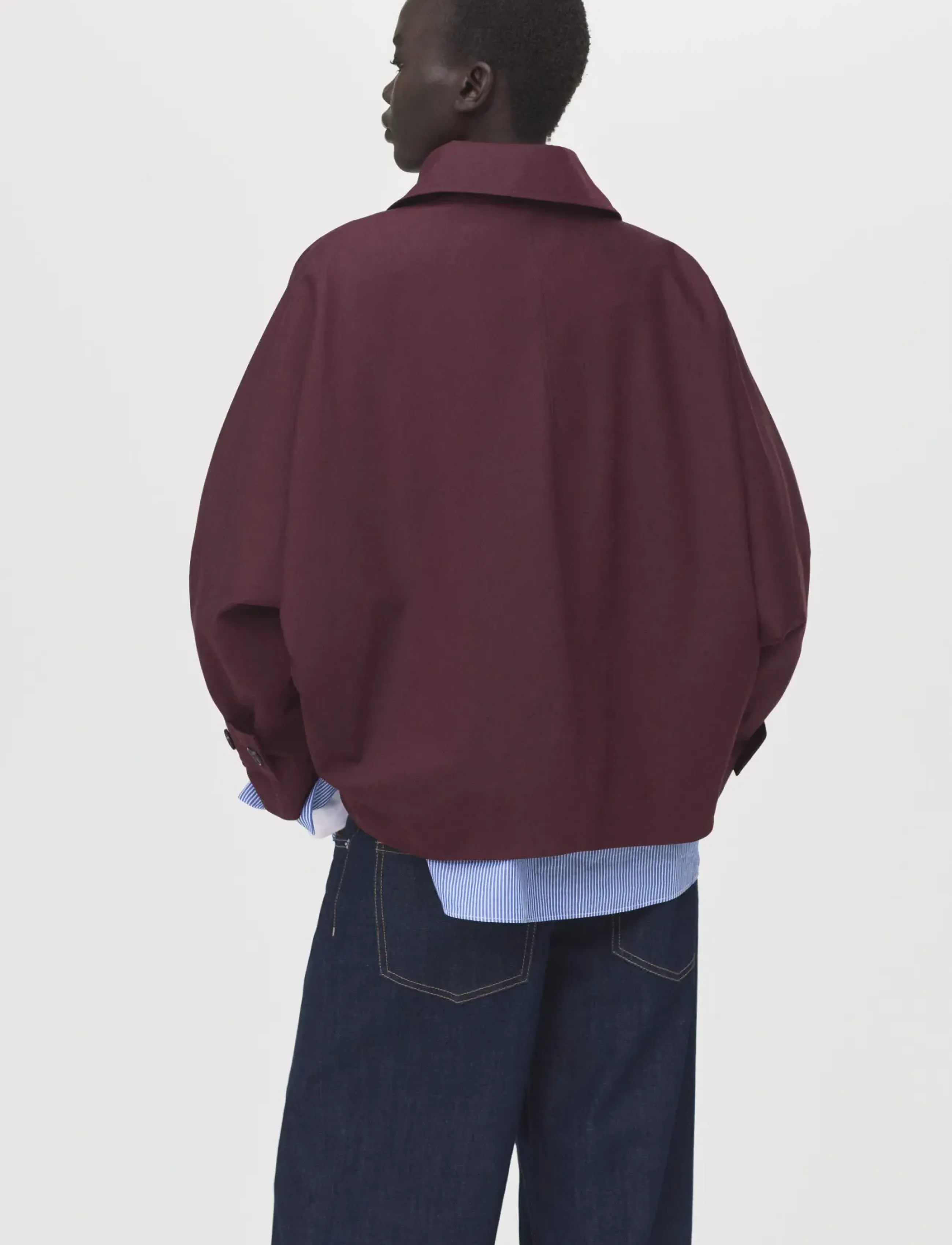 Mango - Short double-breasted trench coat with hood - frühlingsjacken - dark red - 2