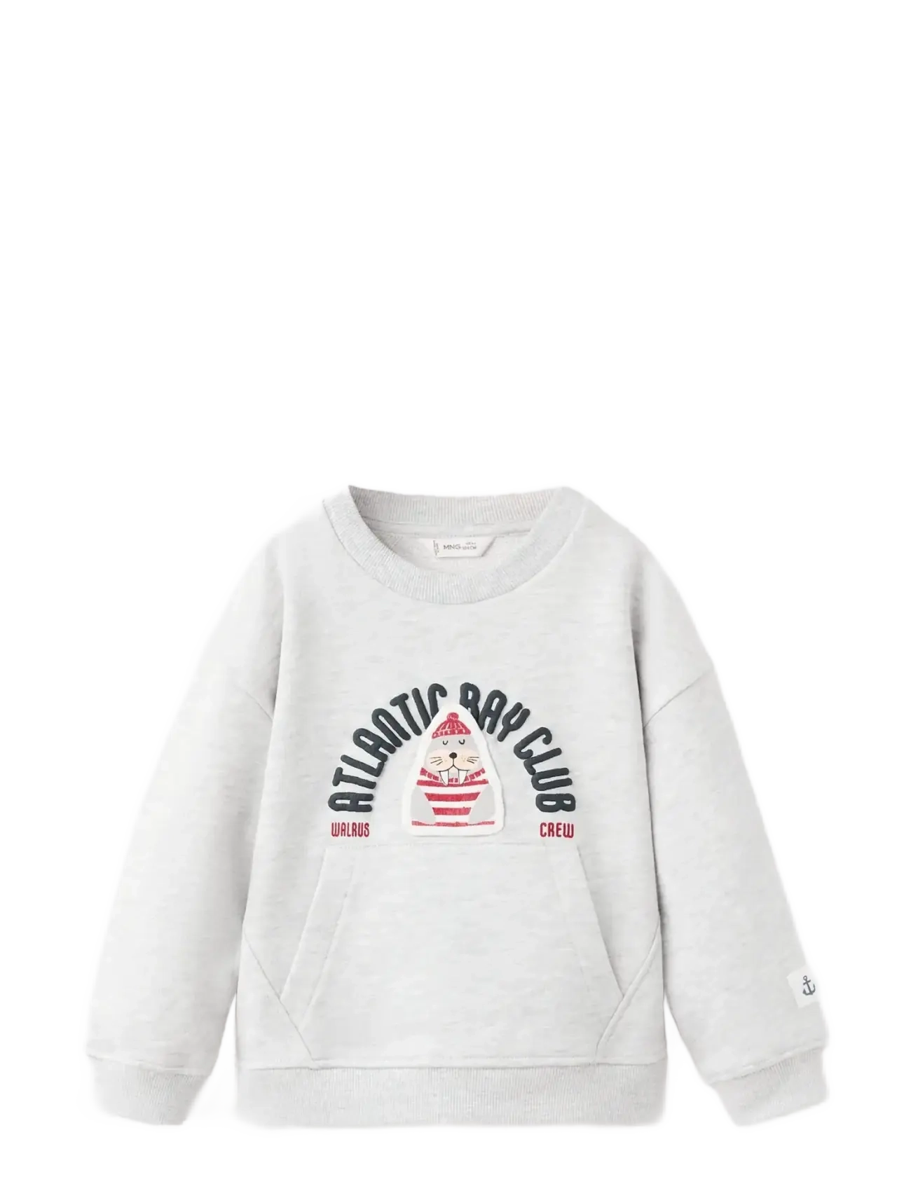 Mango Printed Cotton Sweatshirt, Børn, Børne Printet Sweatshirt, Grå, Str: 3-4