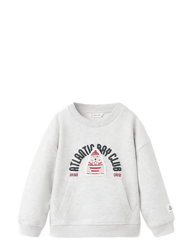 Mango - Printed cotton sweatshirt - sweatshirts - lt pastel grey - 0