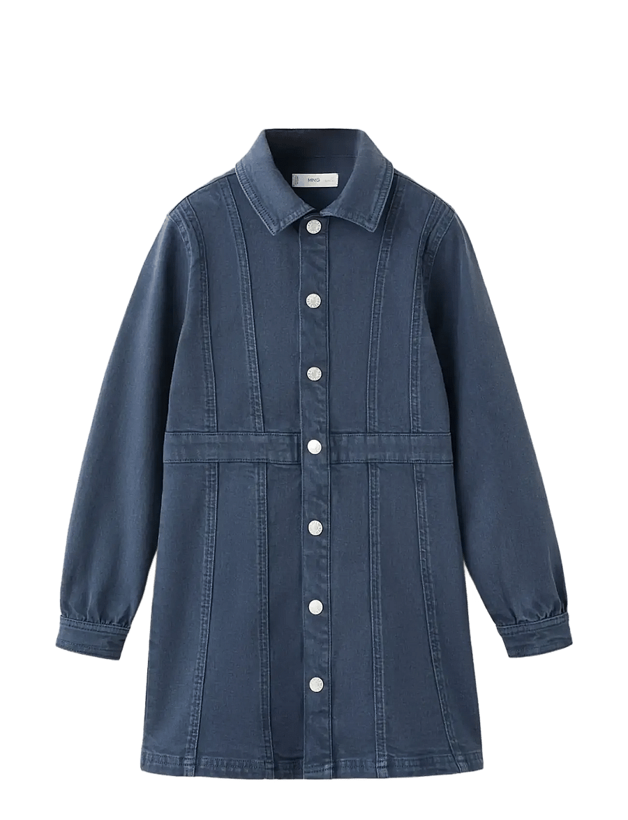 Mango - Short denim dress - langermede hverdagskjoler - navy - 1