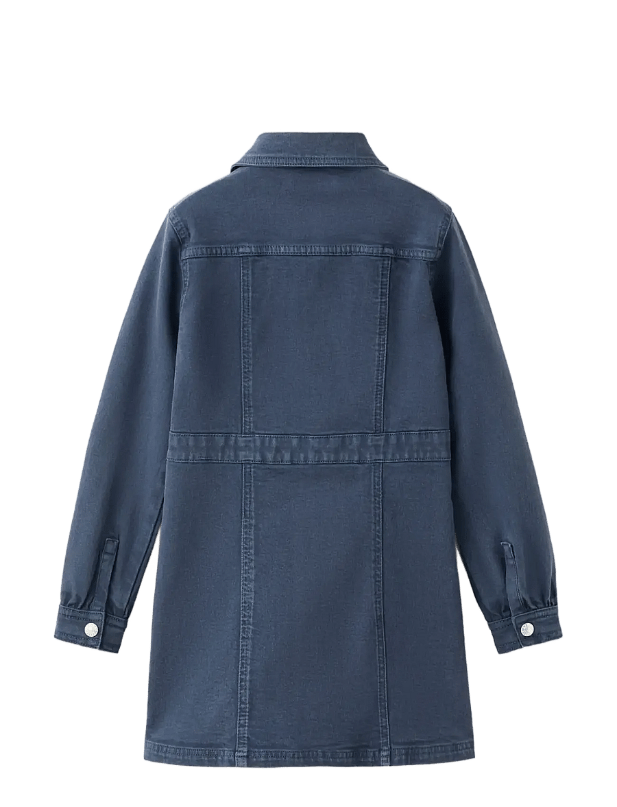 Mango - Short denim dress - langermede hverdagskjoler - navy - 2