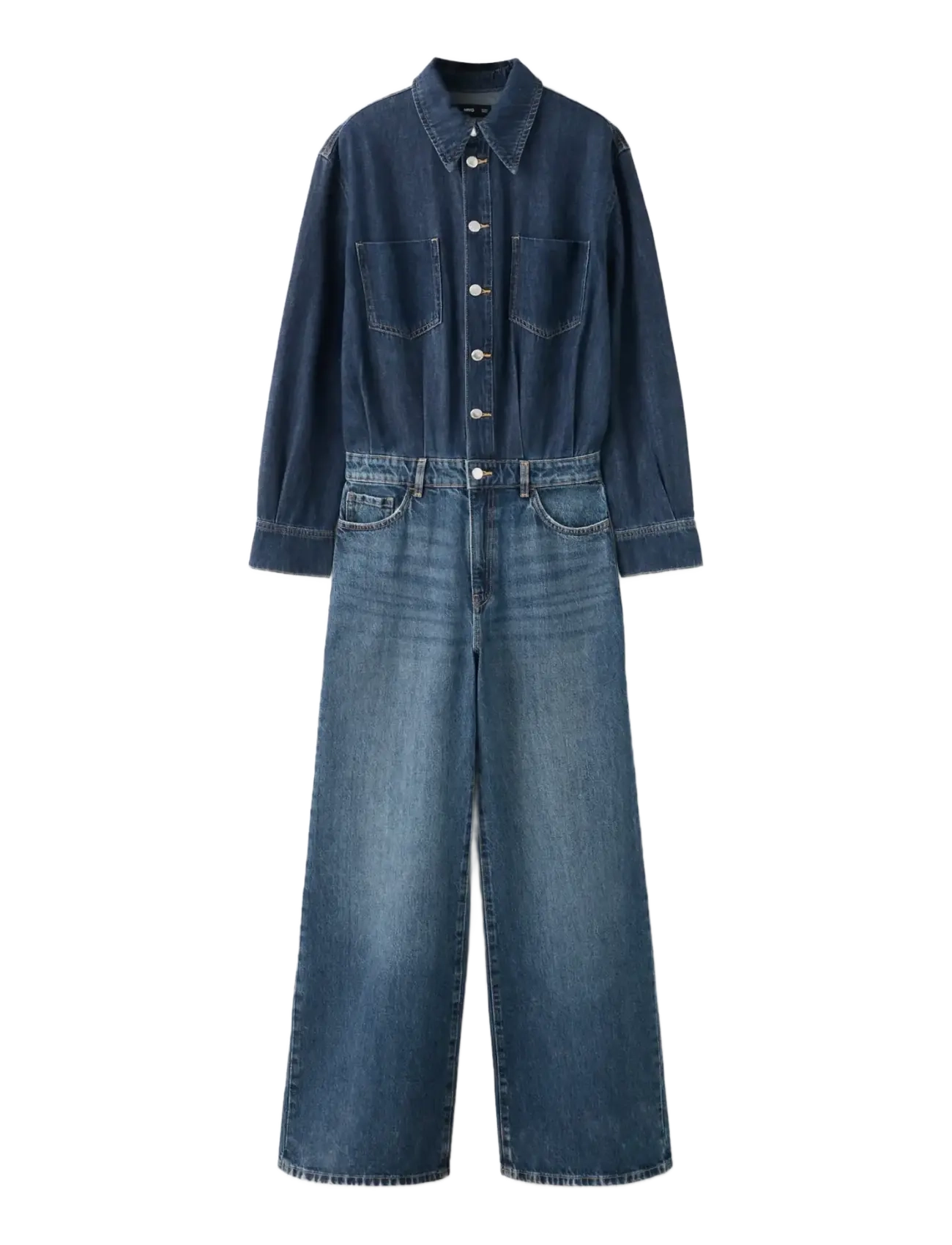 MANGO Buttons Denim Jumpsuit Navy - S - Damen