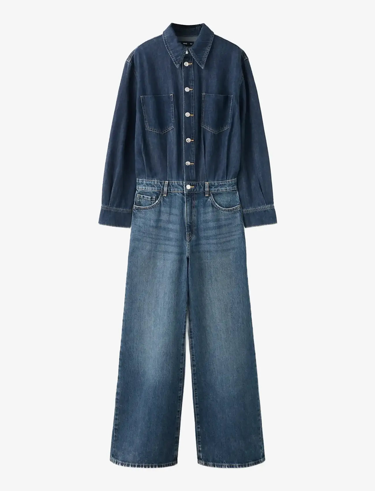 Mango - Buttons denim jumpsuit - jumpsuits - open blue - 1
