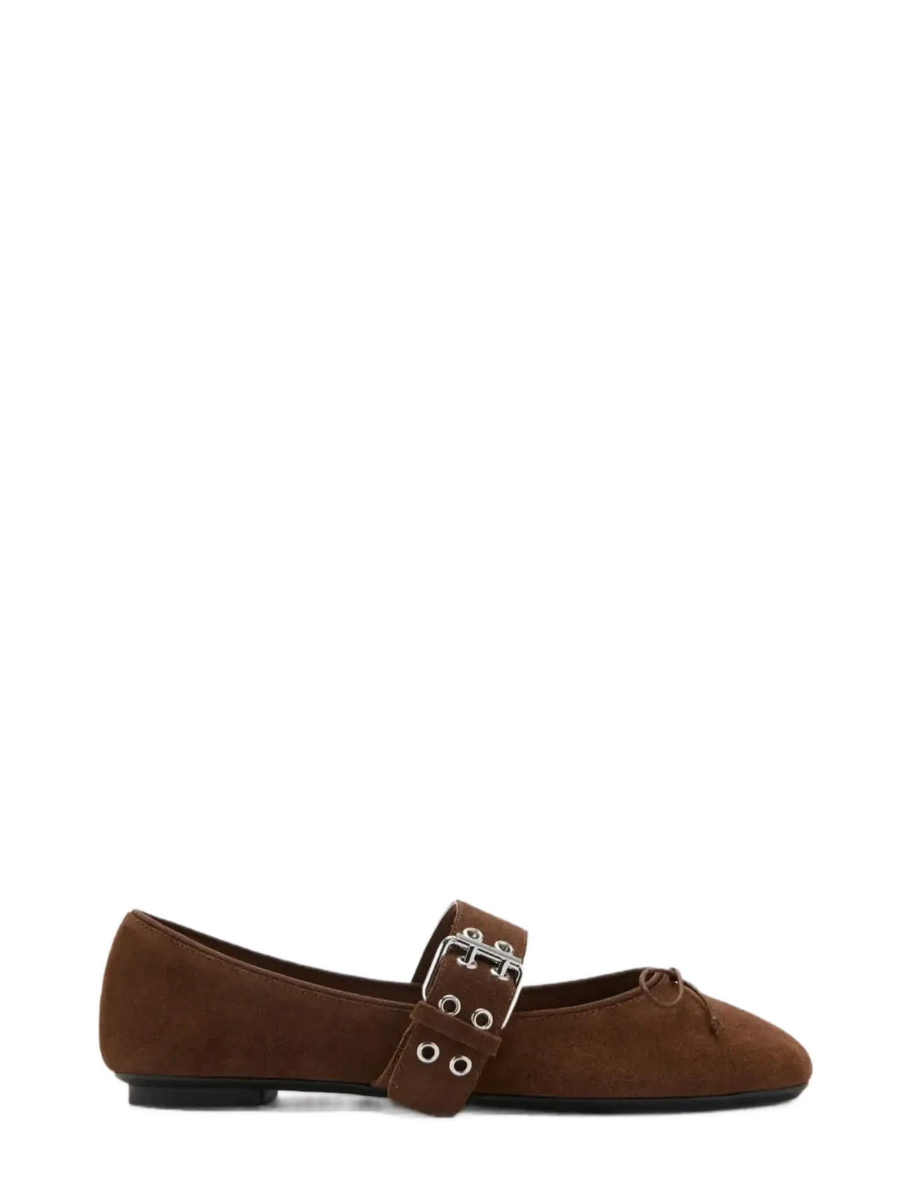 Mango Buckle Suede Ballerina, 39, Brown, Sko > Ballerinaer, Dame