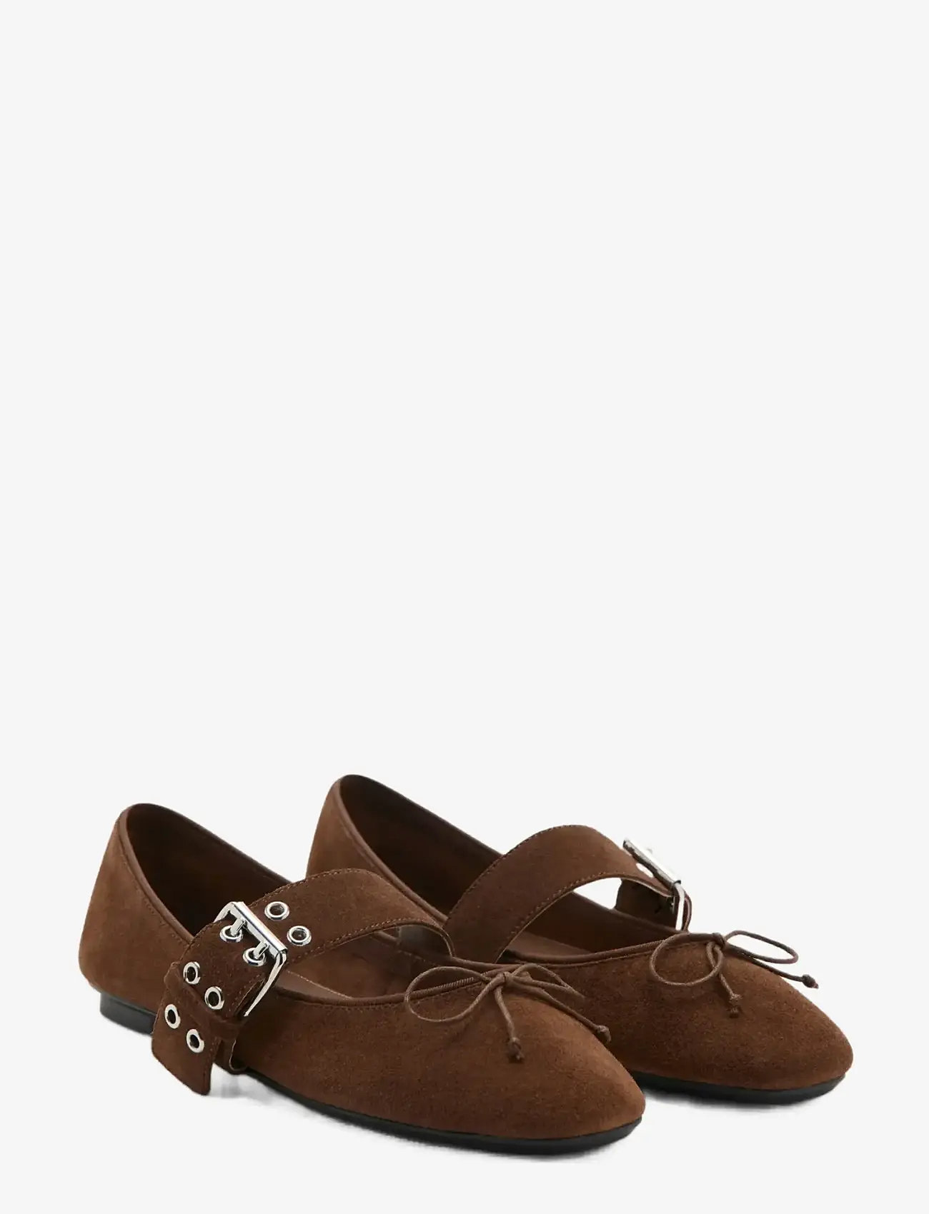 Mango - Buckle suede ballerina - særlige begivenheder - dark brown - 1