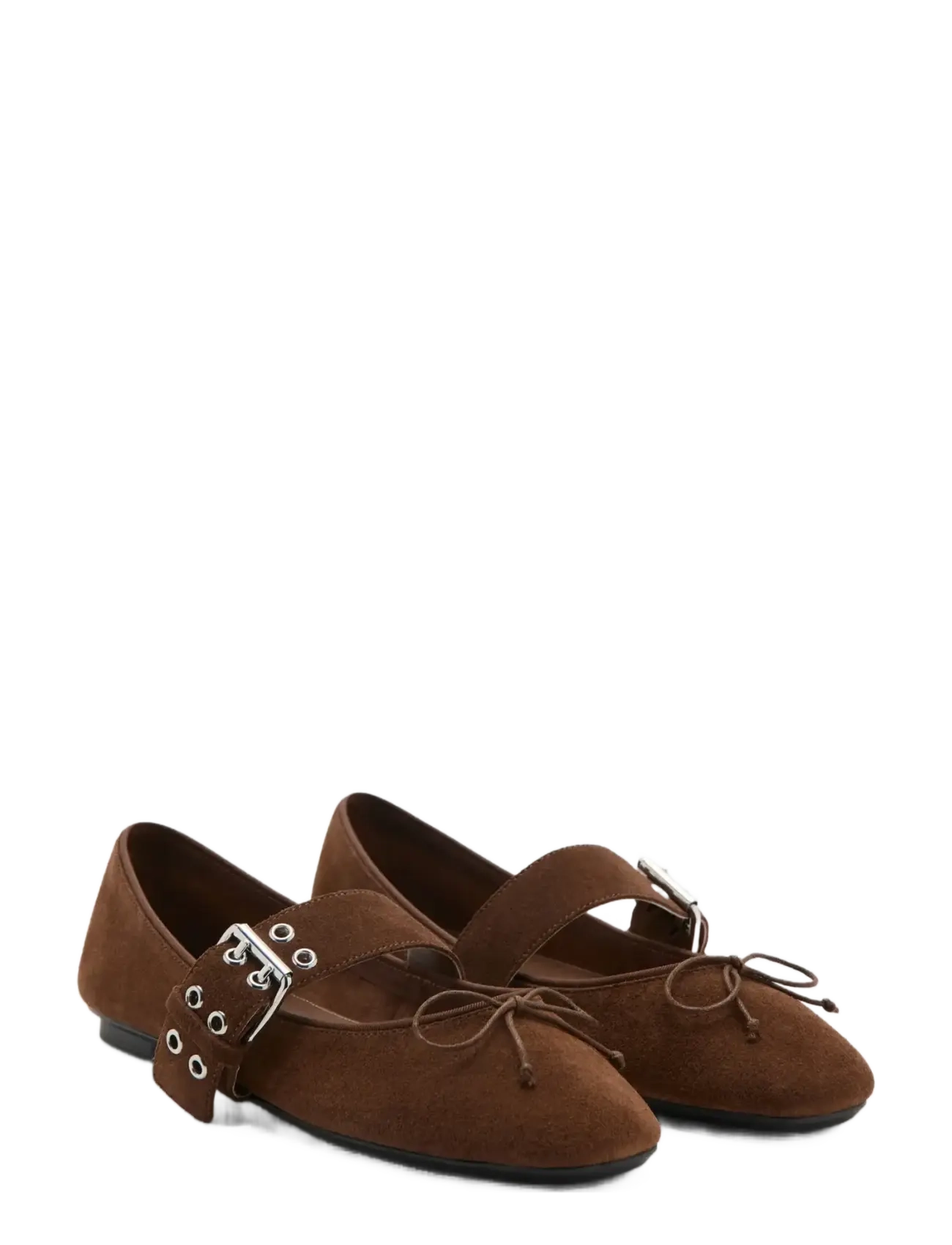 Mango - Buckle suede ballerina - speciella tillfällen - dark brown - 1