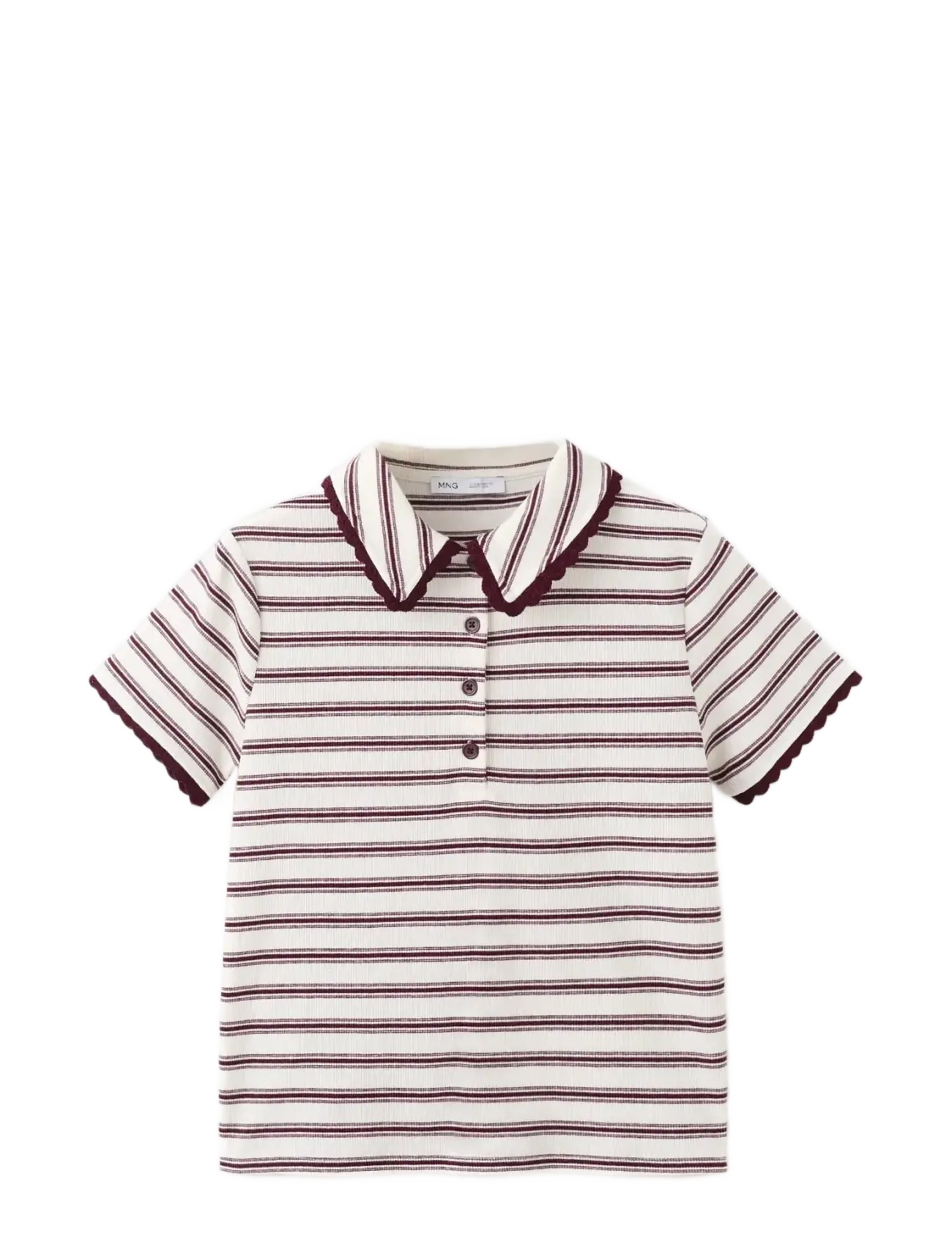 Mango Scalloped striped polo - Vaatteet - DARK RED / burgundy