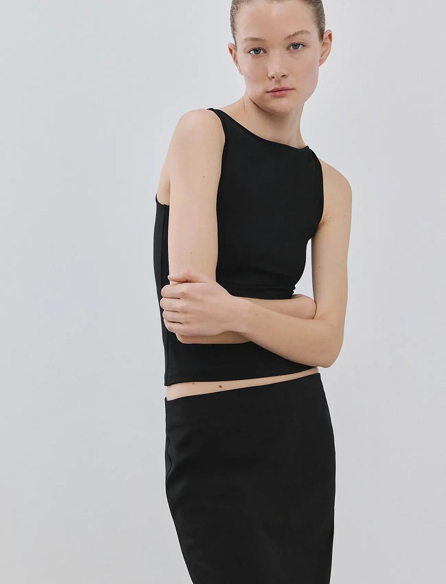 Mango - Fitted crop top - crop tops - black - 0