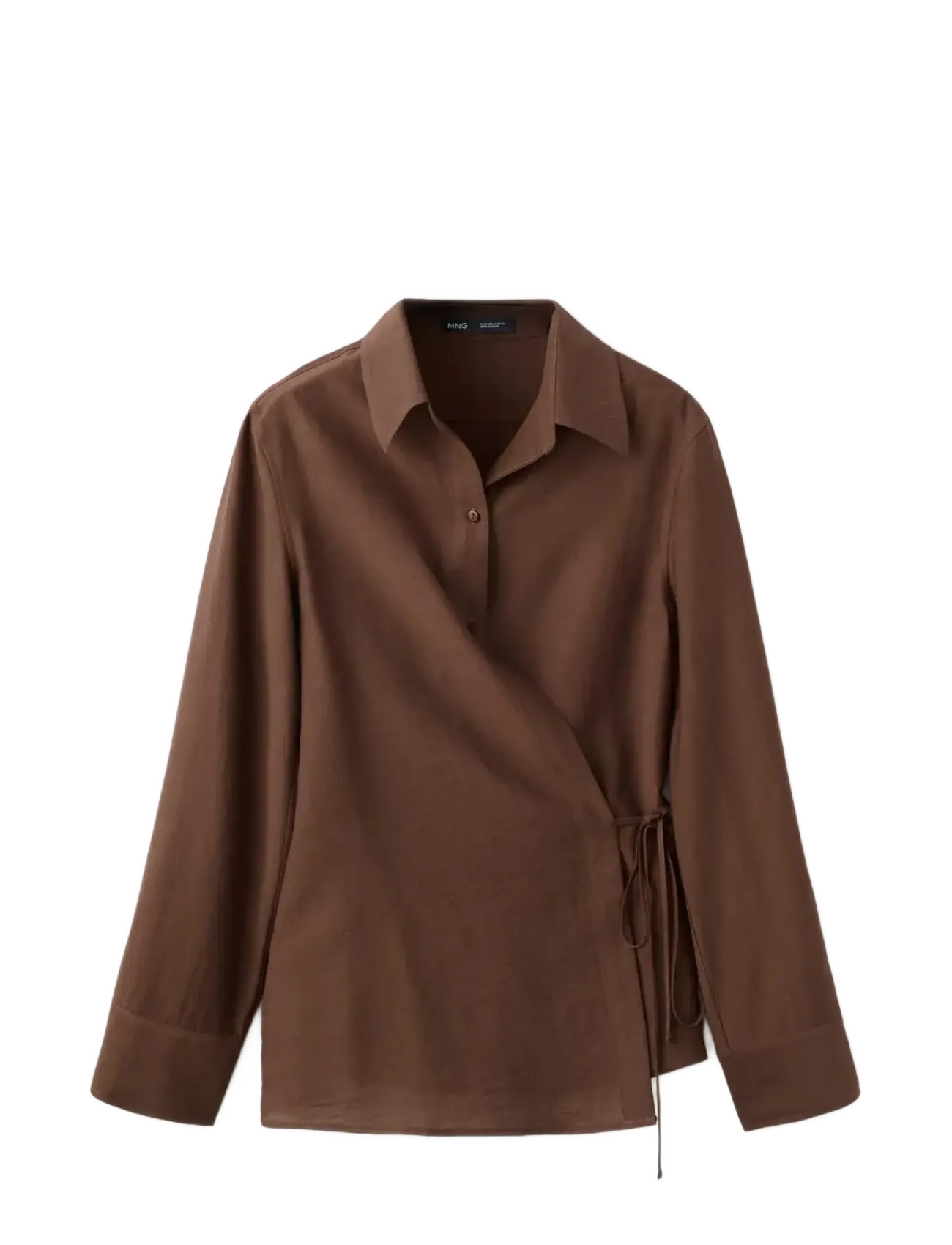 Mango Wrap shirt with bow - Modetrends - BROWN / brown