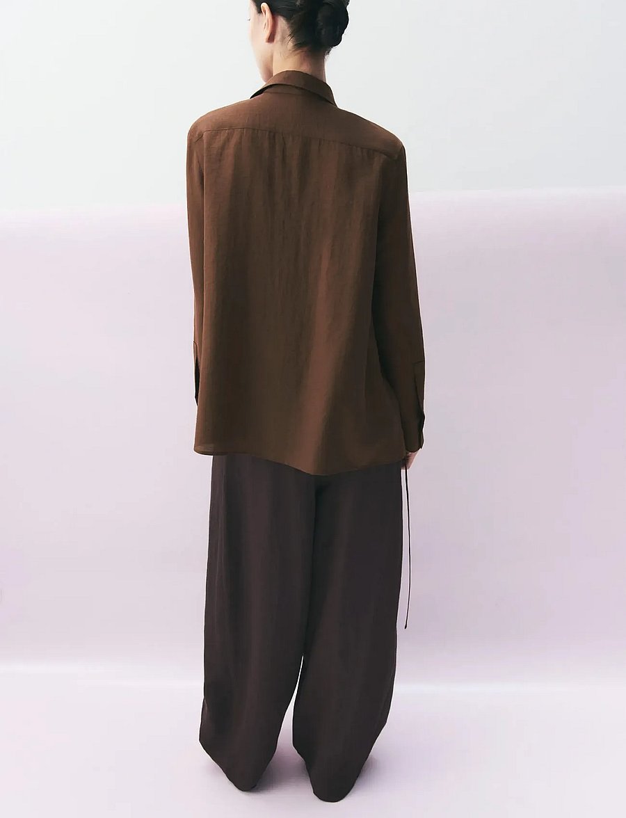 Mango - Wrap shirt with bow - långärmade skjortor - brown - 2