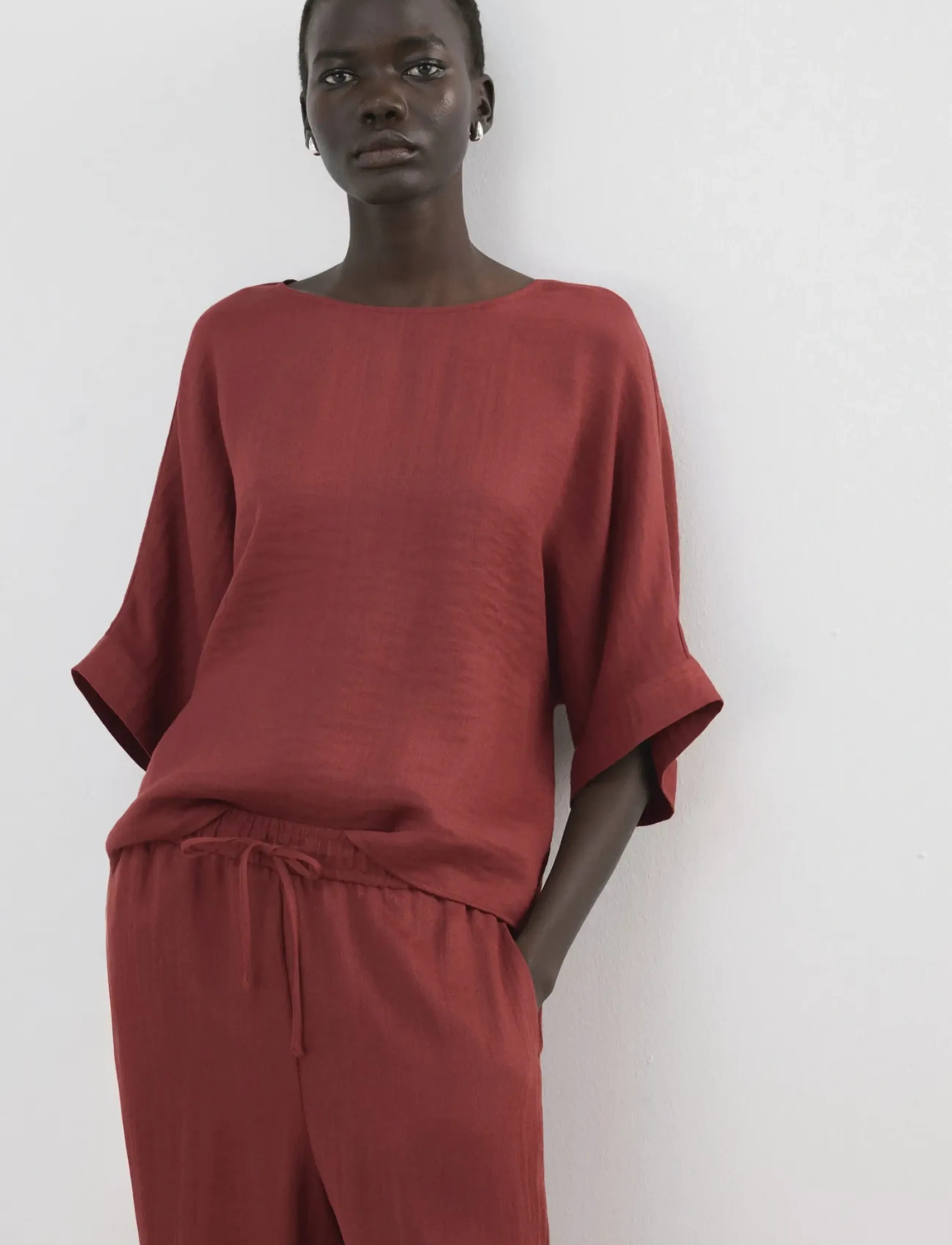 Mango Three-Quarter Sleeve Blouse, Kvinder, Trekvartærmet Bluse, Rød, Str: S