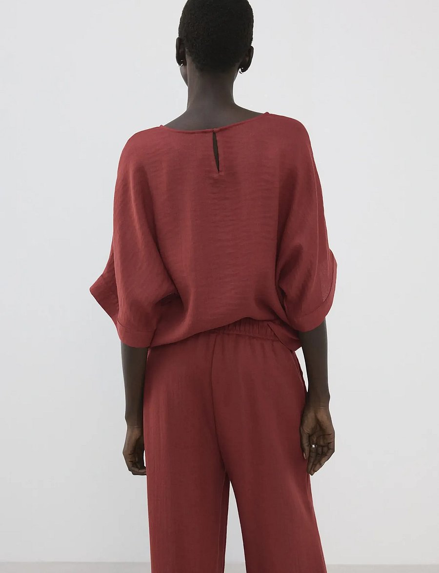 Mango - Three-quarter sleeve blouse - kurzärmelige blusen - red - 2