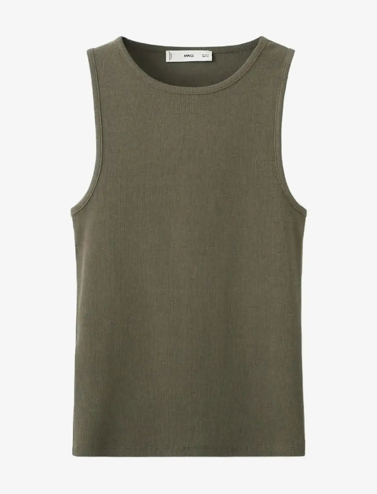 Mango - Ribbed cotton-blend top - tanktops - beige - khaki - 1