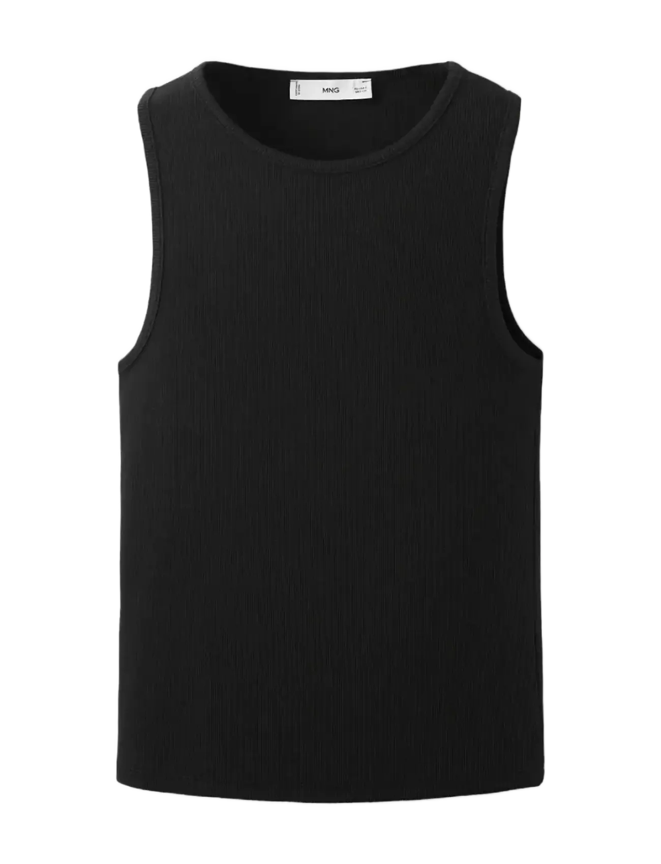 MANGO Ribbed Baumwolle-Blend Oberteil Schwarz - XS - Damen