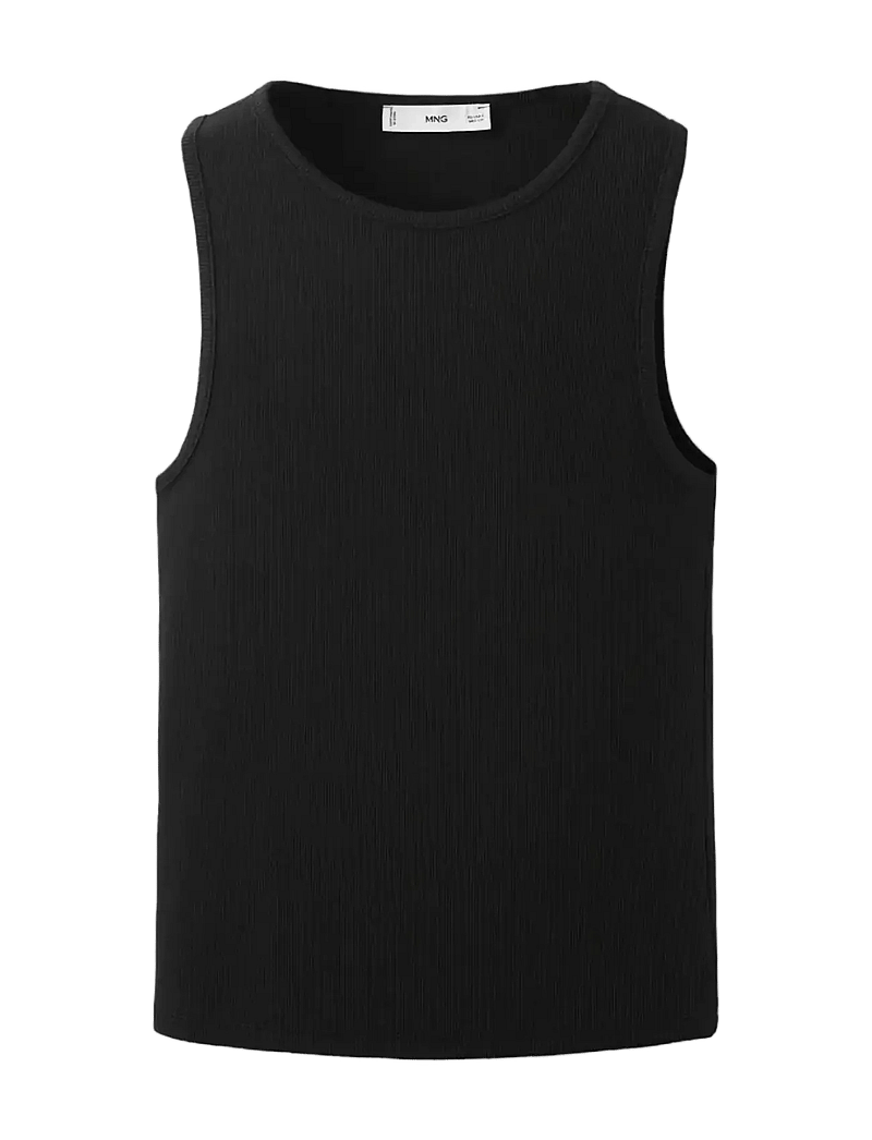 Mango - Ribbed cotton-blend top - tanktops - black - 1