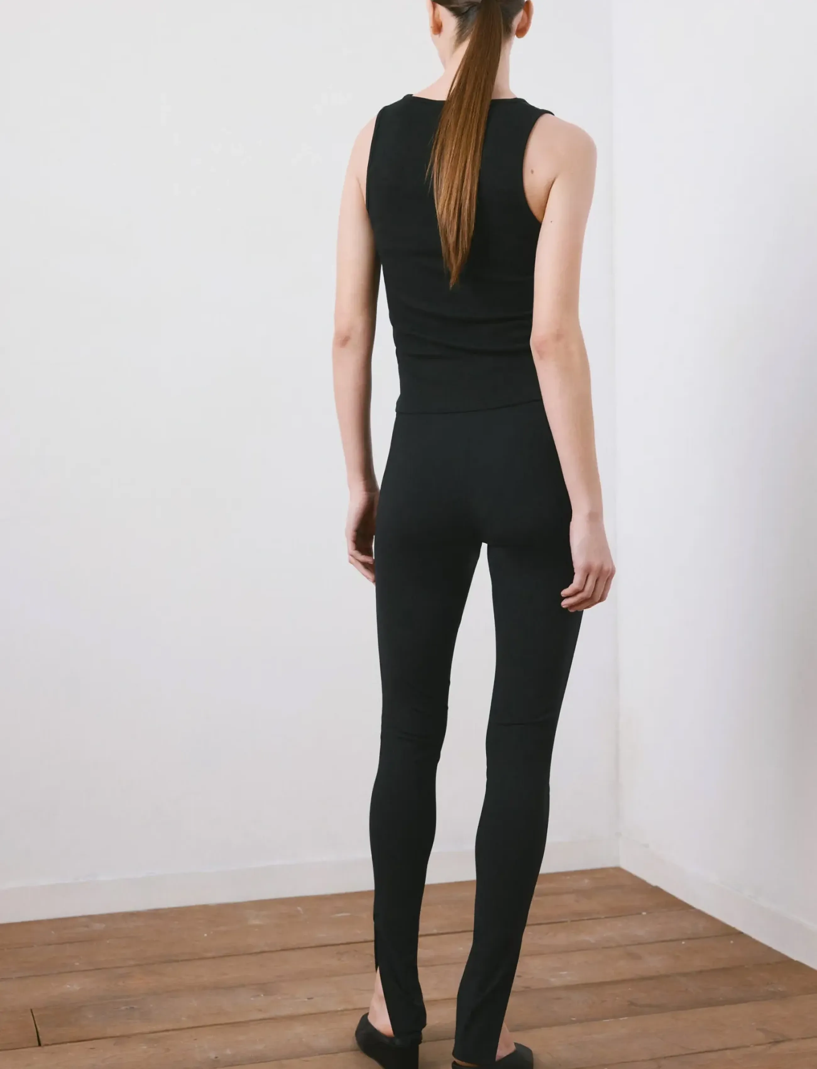 Mango - Ribbed cotton-blend top - ermeløse topper - black - 2