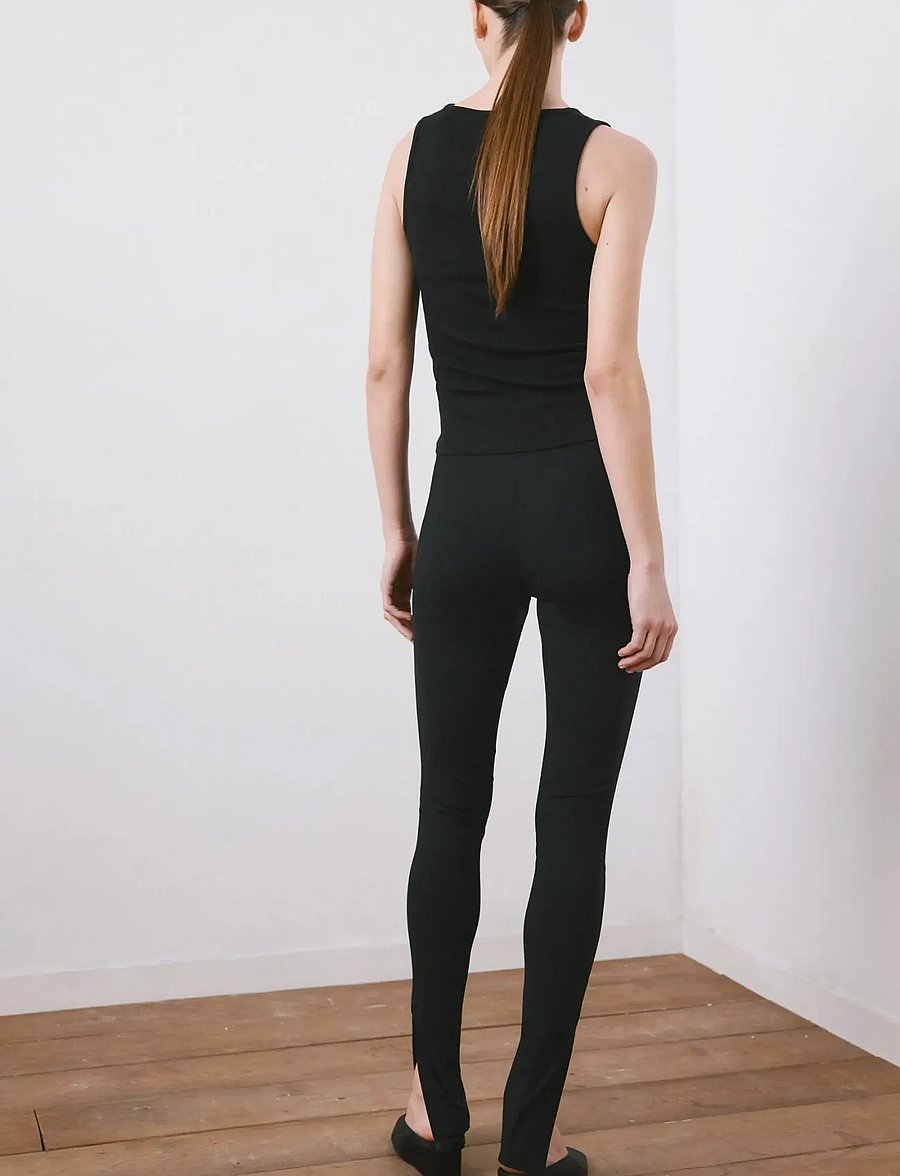 Mango - Ribbed cotton-blend top - ermeløse topper - black - 2