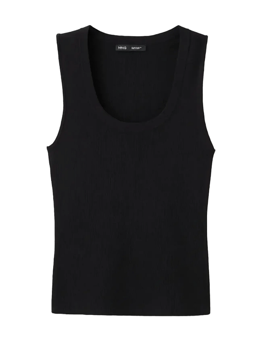 Mango - Round-neck knitted top - linnen - black - 1