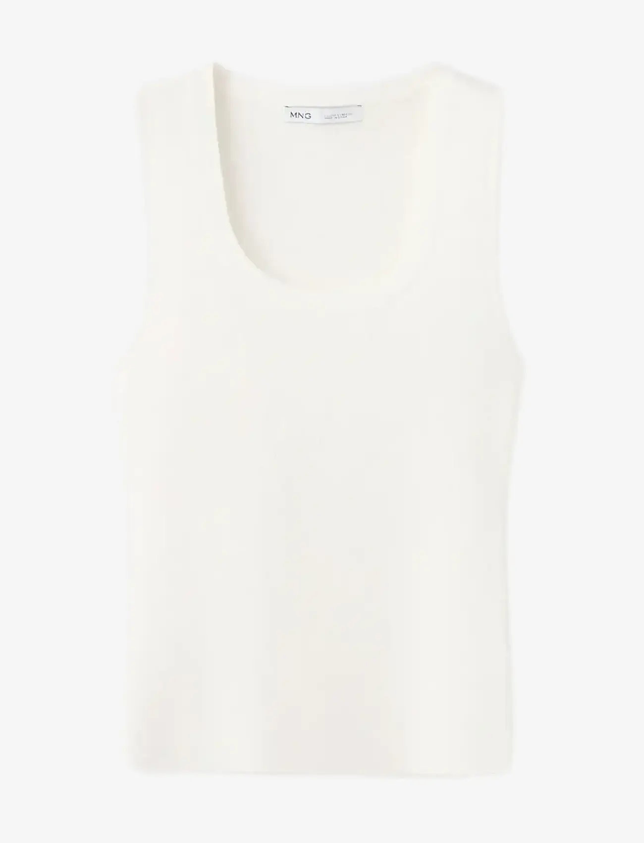 Mango - Round-neck knitted top - sleeveless tops - light beige - 1