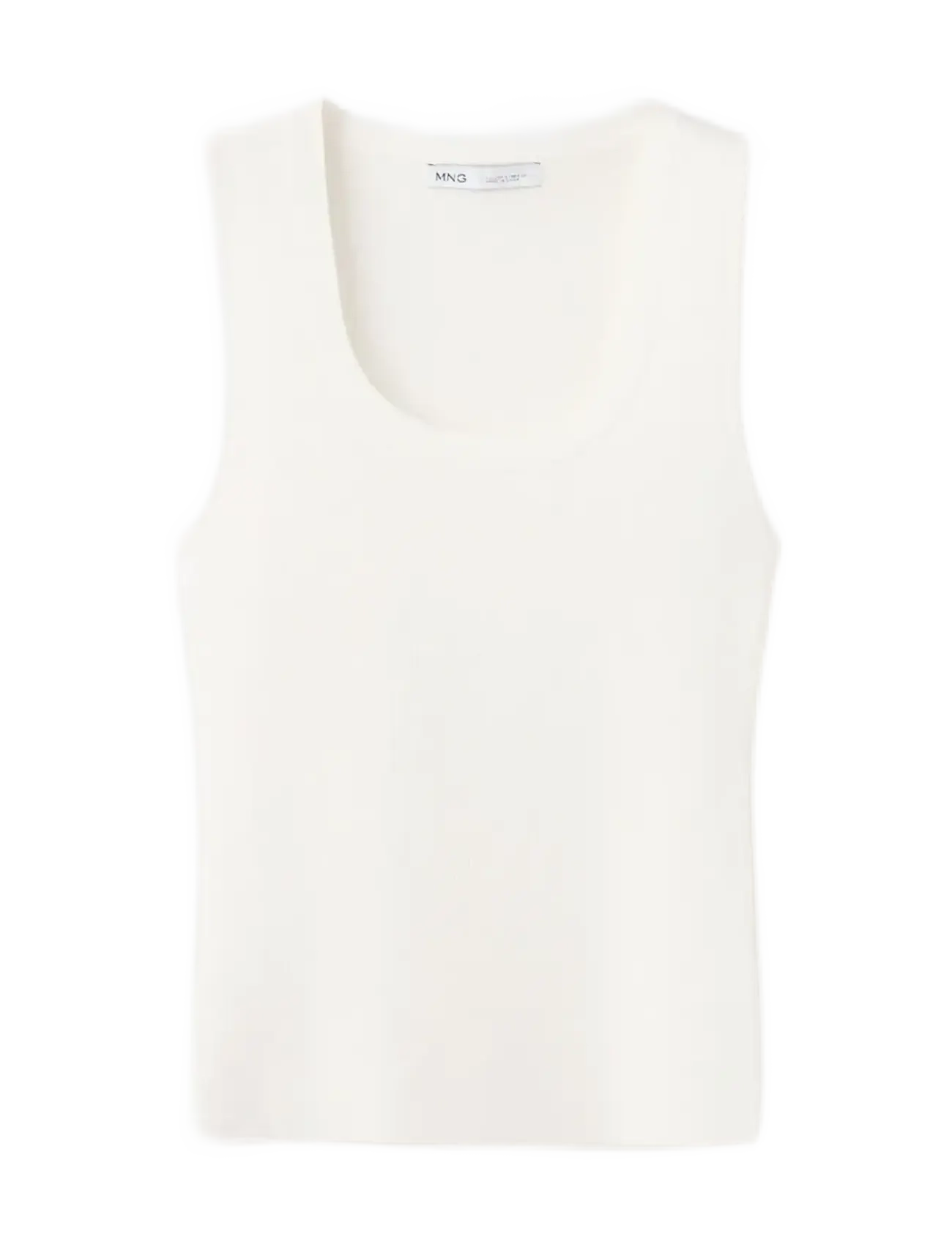 Mango Round-neck knitted top - T-Shirts & Tops - LIGHT BEIGE / cream