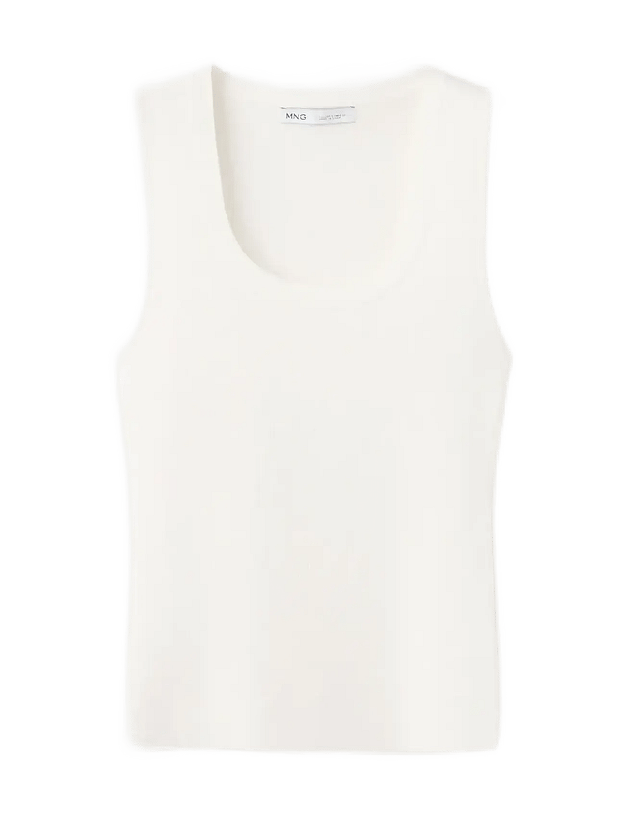 Mango - Round-neck knitted top - linnen - light beige - 1