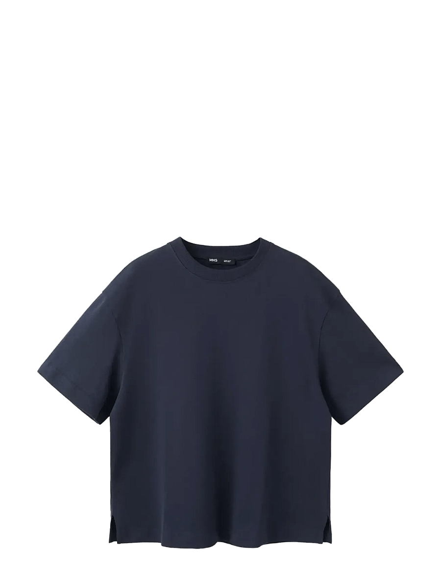 Mango - Oversized cotton t-shirt - t-shirts - navy - 1